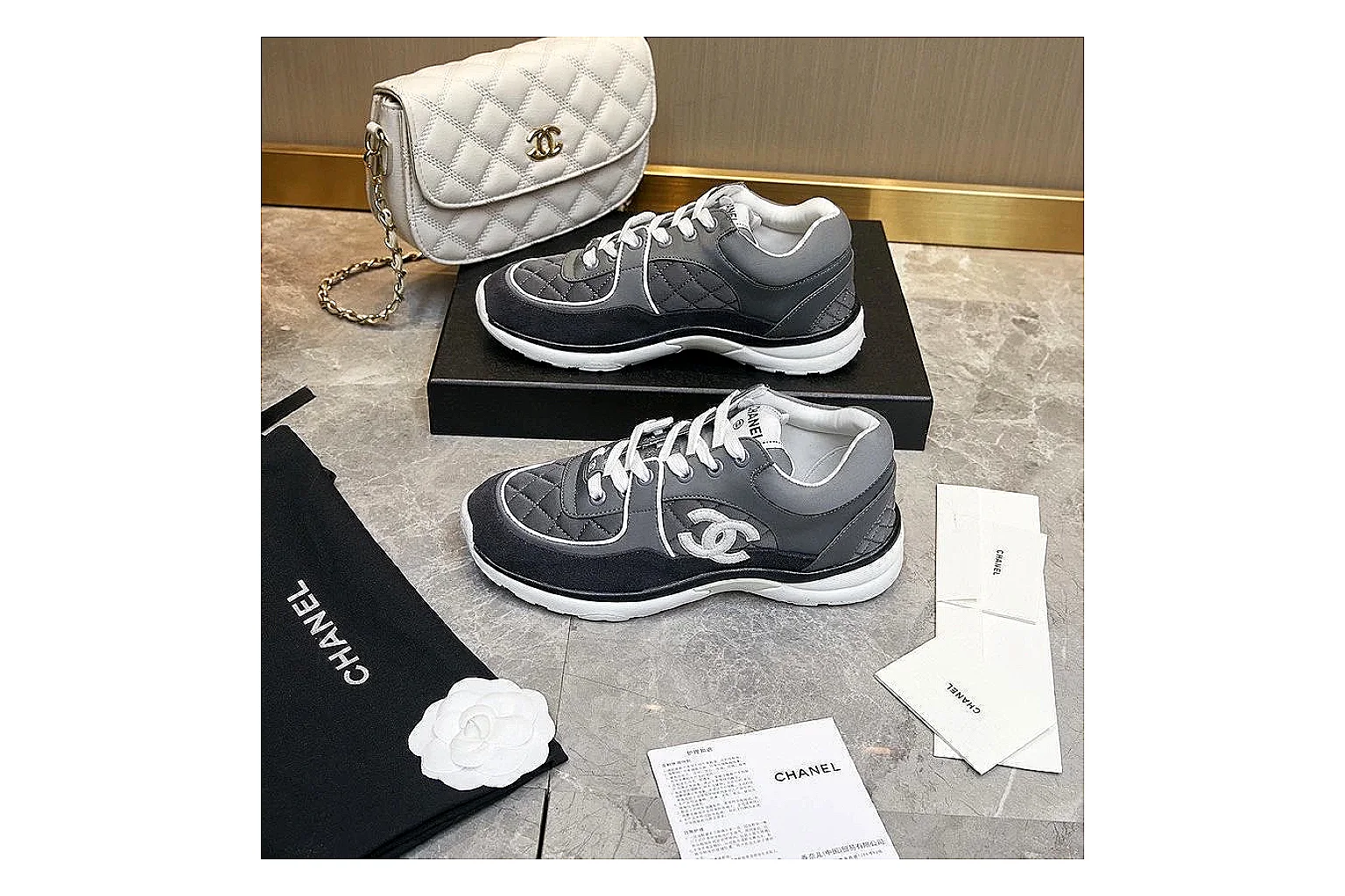 Kako QC Lab inspection photos for Chanel Black Runner Sneaker