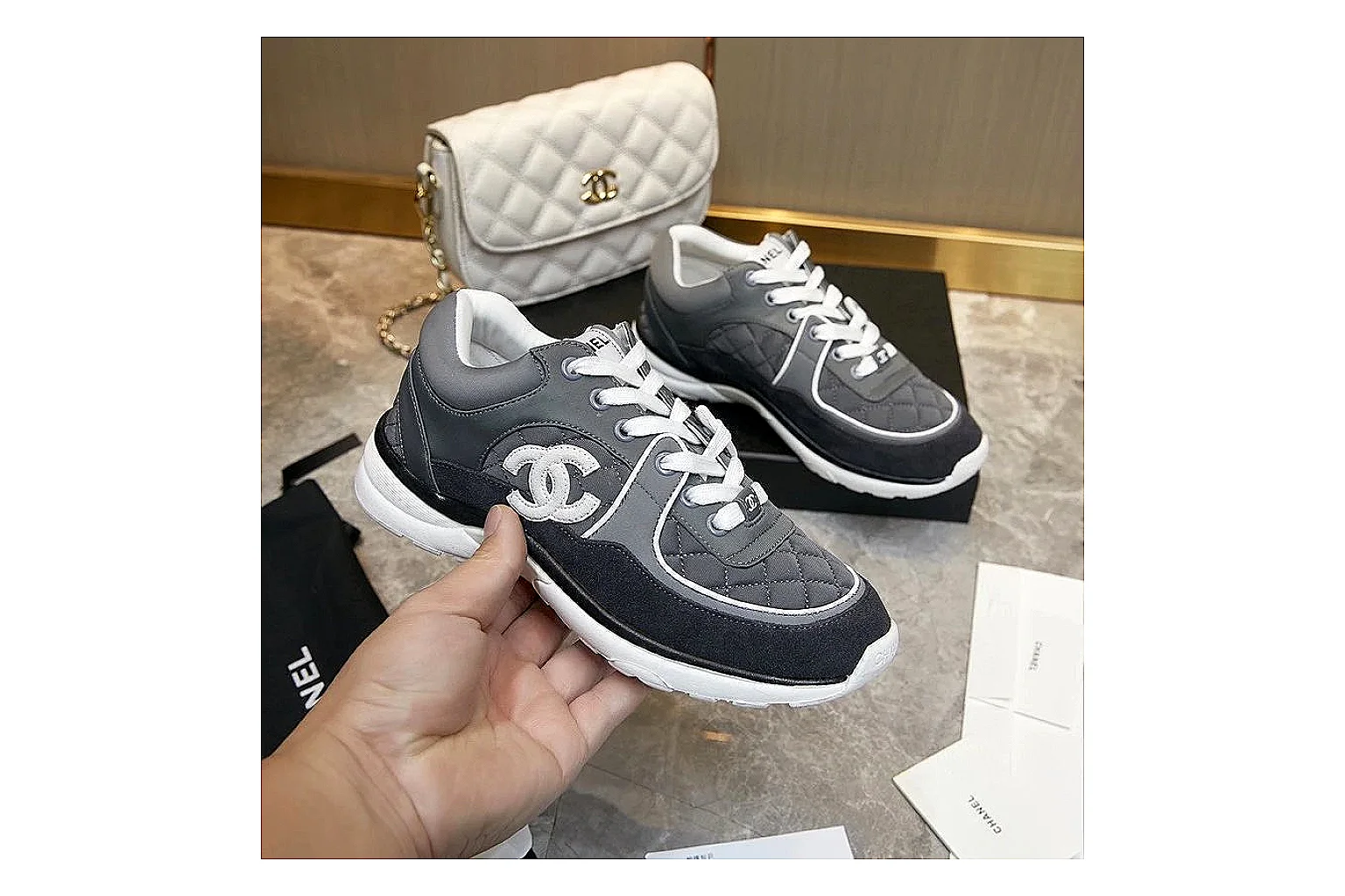 Kako QC Lab inspection photos for Chanel Black Runner Sneaker thumbnail 3