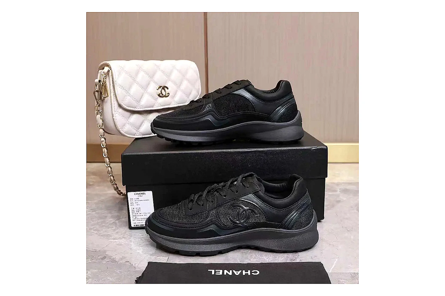 Kako QC Lab inspection photos for Chanel Black Runner Sneaker thumbnail 3