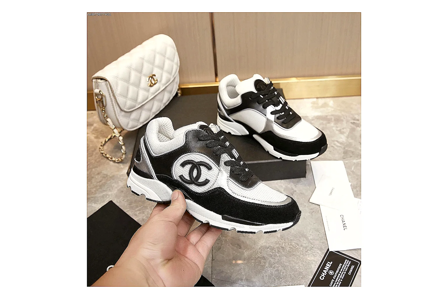 Kako QC Lab inspection photos for Chanel Black White Runner Sneaker
