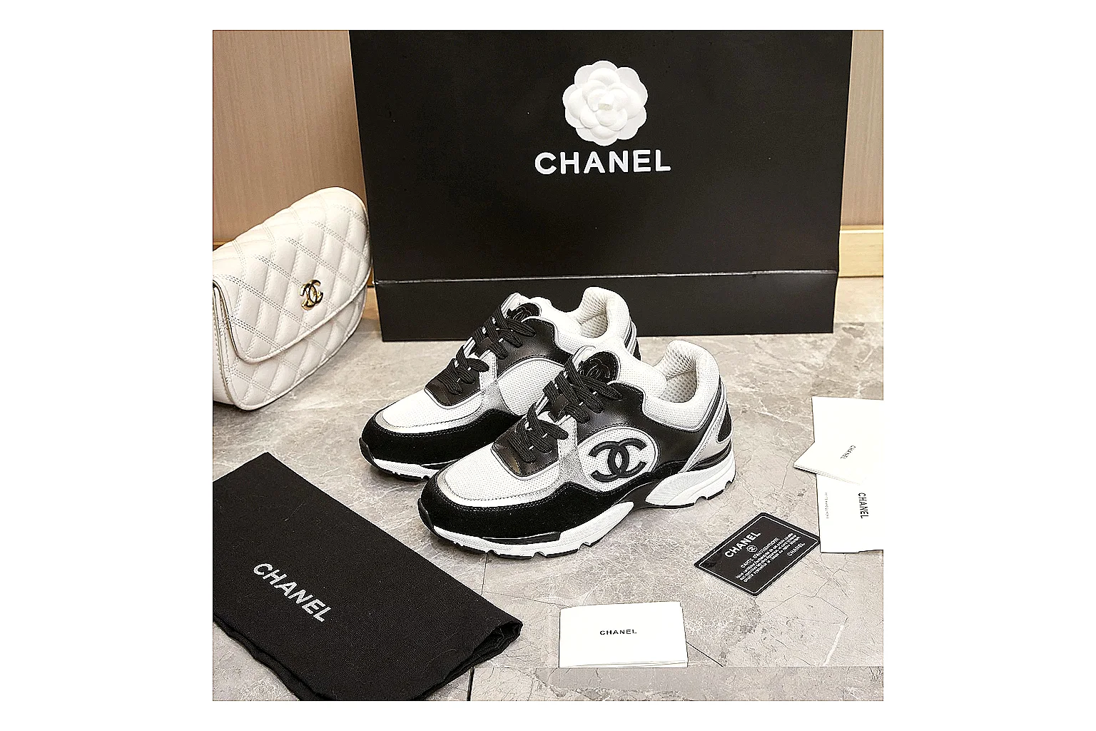 Kako QC Lab inspection photos for Chanel Black White Runner Sneaker thumbnail 6