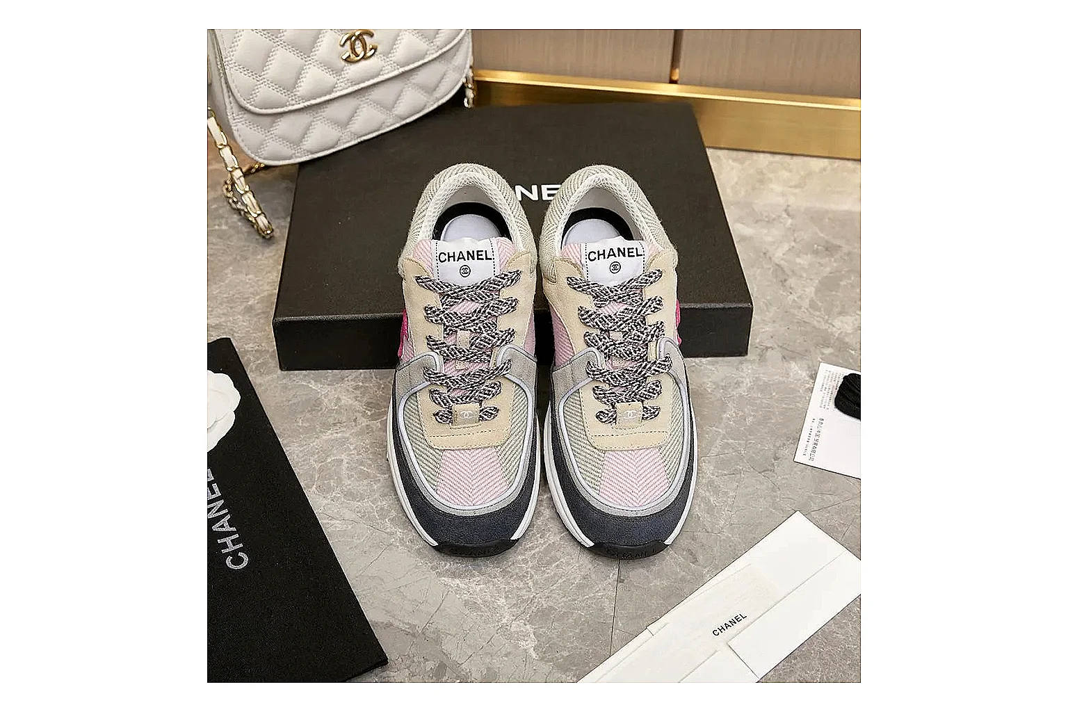 Kako QC Lab inspection photos for Chanel Black White Runner Sneaker