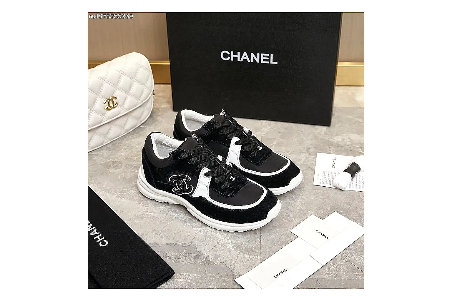 kakoqclab.com Chanel Black CC Low Sneaker 2417 black-white low-top image