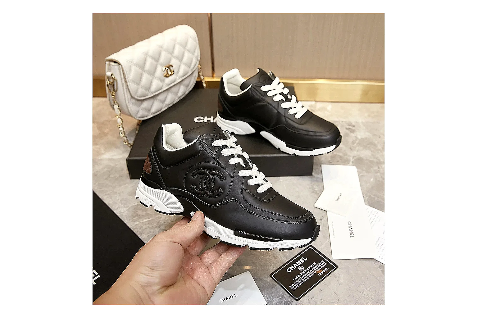 kakoqclab.com Chanel Black CC Runner 3705 Black runner product image thumbnail 2