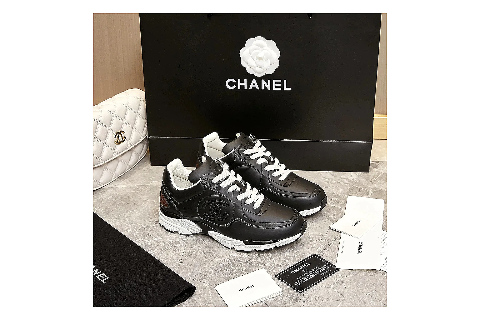 kakoqclab.com Chanel Black CC Runner 3705 Black runner product image thumbnail 5