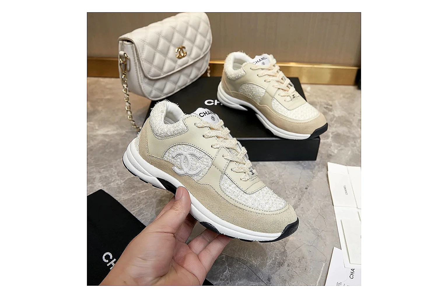 kakoqclab.com Chanel Cream CC Runner 2917 Cream runner product image thumbnail 2