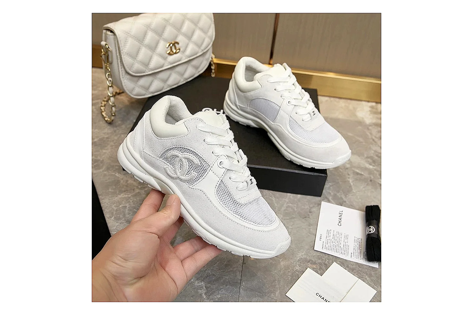 kakoqclab.com Chanel White CC Runner 2774 White runner product image thumbnail 3