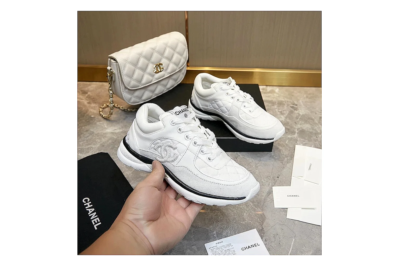 kakoqclab.com Chanel White CC Runner 2873 White runner product image thumbnail 3