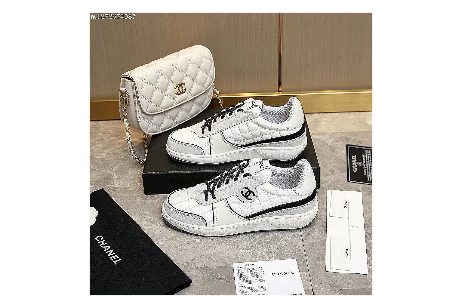 kakoqclab.com Chanel White CC Low Sneaker 9925 white-black low-top image