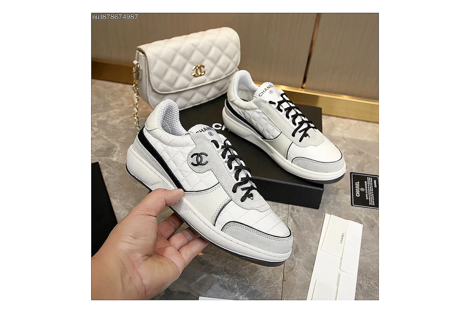 kakoqclab.com Chanel White CC Low Sneaker 9925 white-black low-top image thumbnail 3
