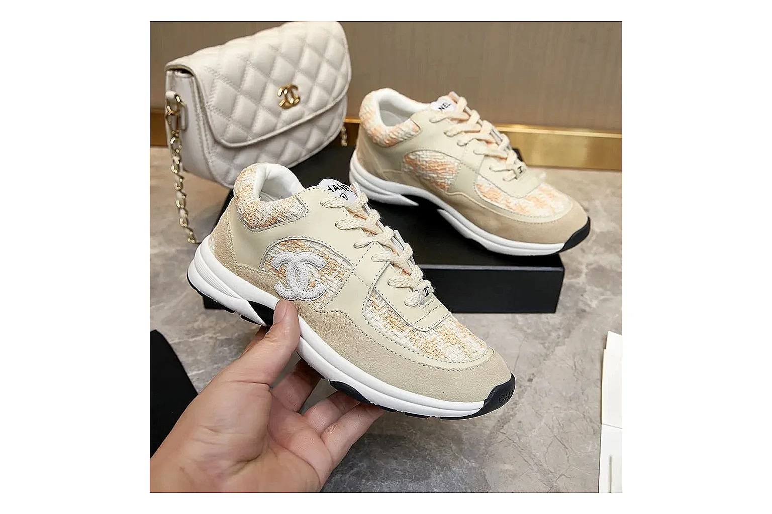 Kako QC Lab inspection photos for Chanel Cream Quilted Runner thumbnail 3