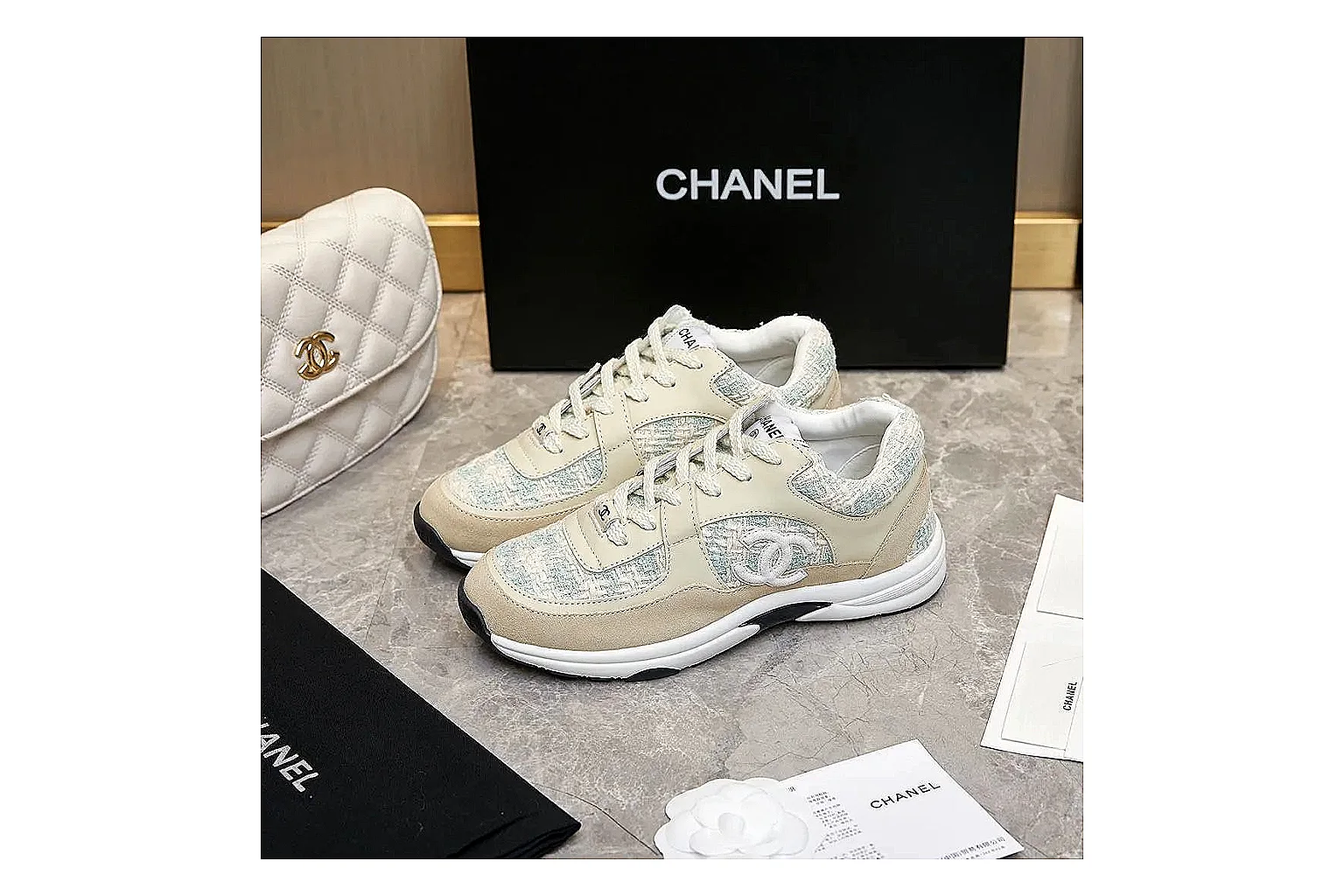Kako QC Lab inspection photos for Chanel Cream Quilted Runner thumbnail 2