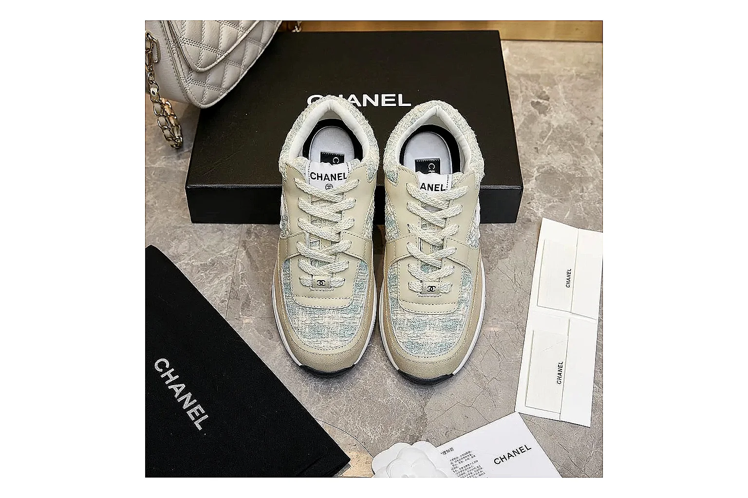 Kako QC Lab inspection photos for Chanel Cream Quilted Runner thumbnail 4