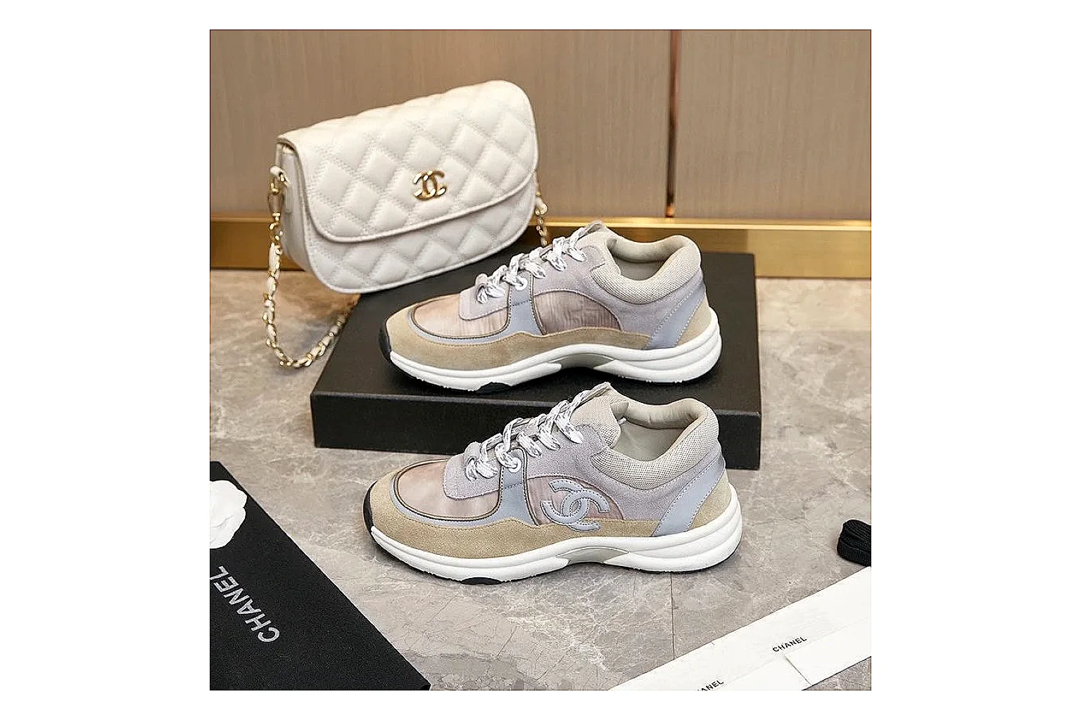 Kako QC Lab inspection photos for Chanel Gray Pink Runner Sneaker thumbnail 4