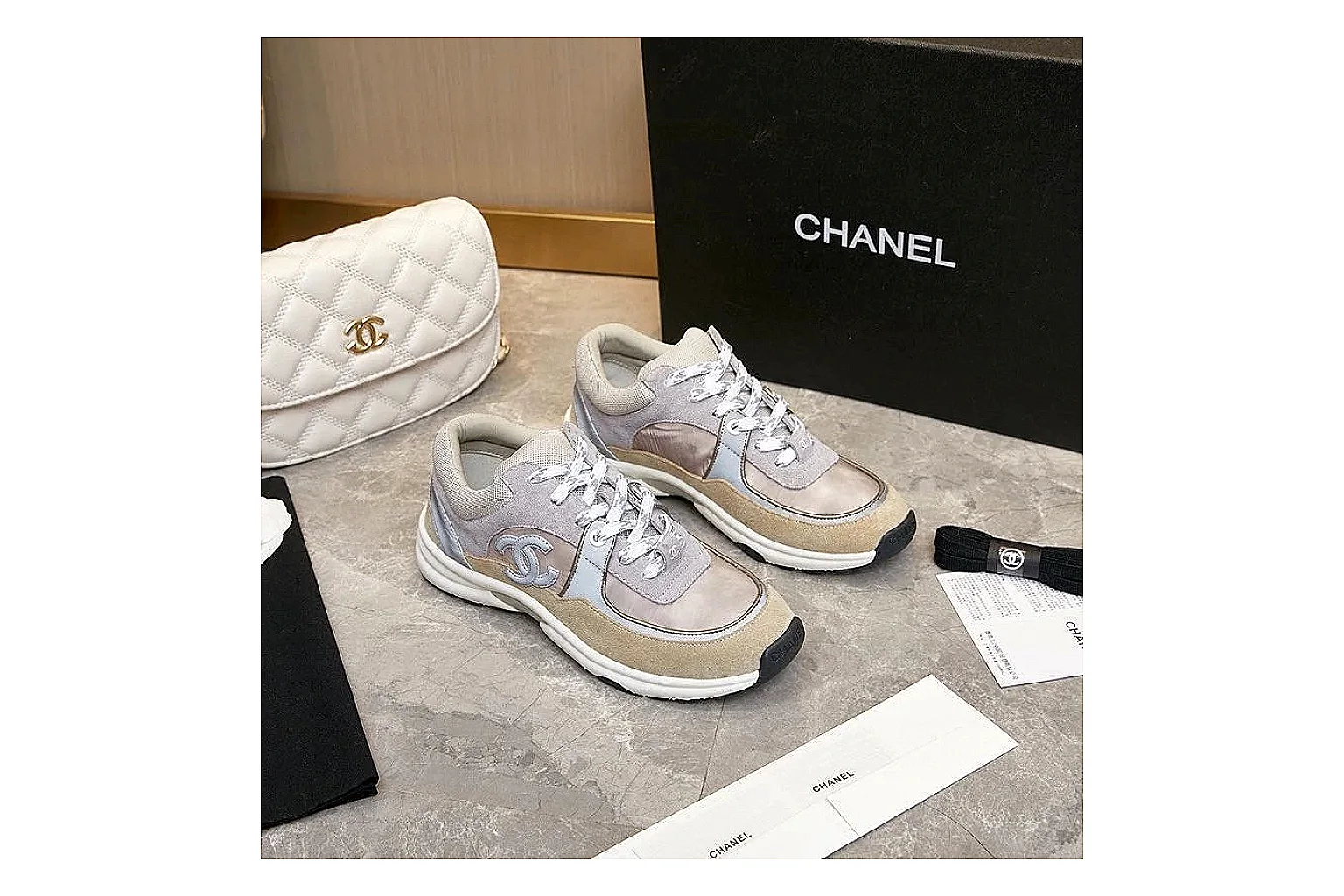 Kako QC Lab inspection photos for Chanel Gray Pink Runner Sneaker thumbnail 5
