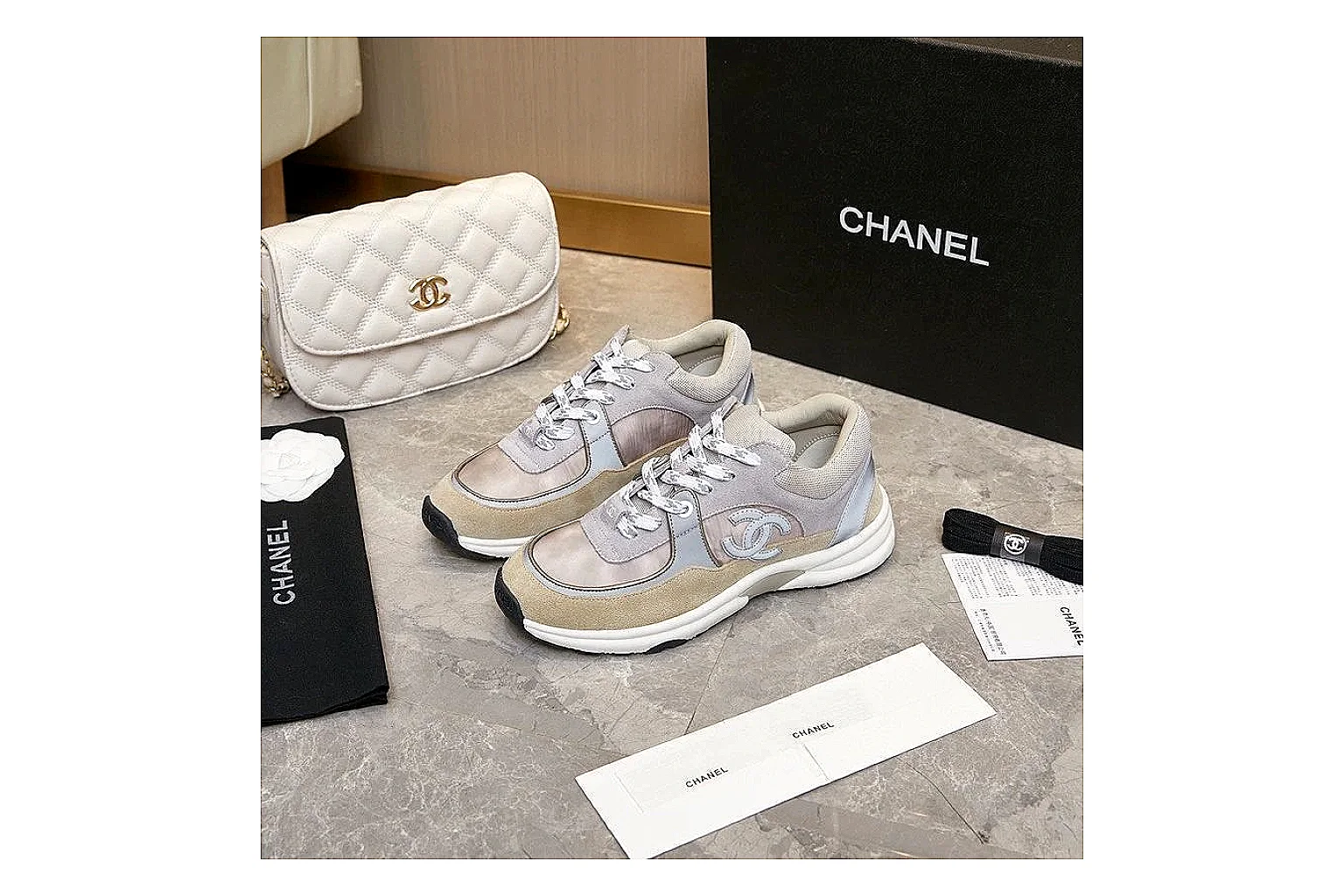 Kako QC Lab inspection photos for Chanel Gray Pink Runner Sneaker thumbnail 6