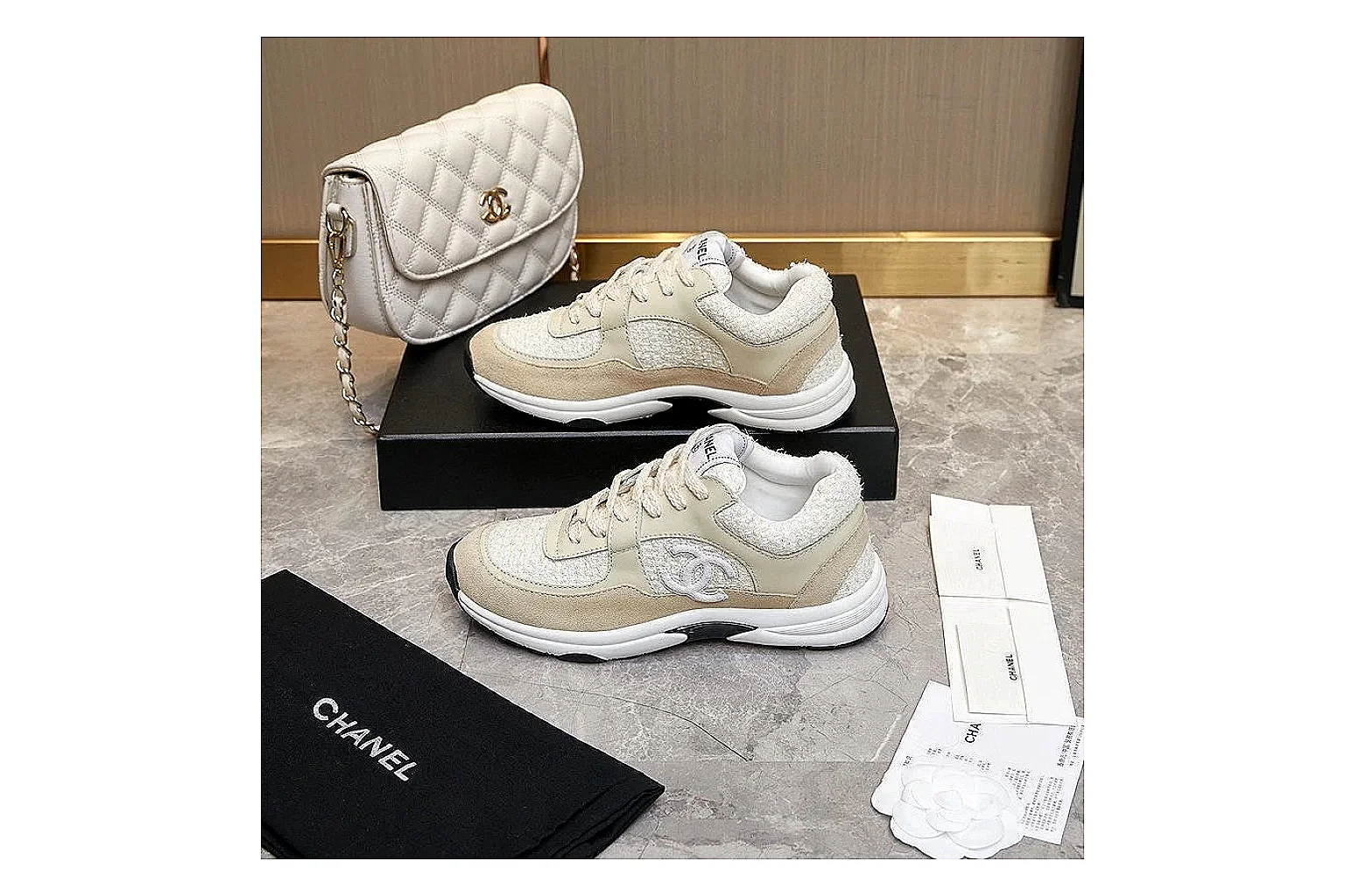 Kako QC Lab inspection photos for Chanel Gray Pink Runner Sneaker thumbnail 3