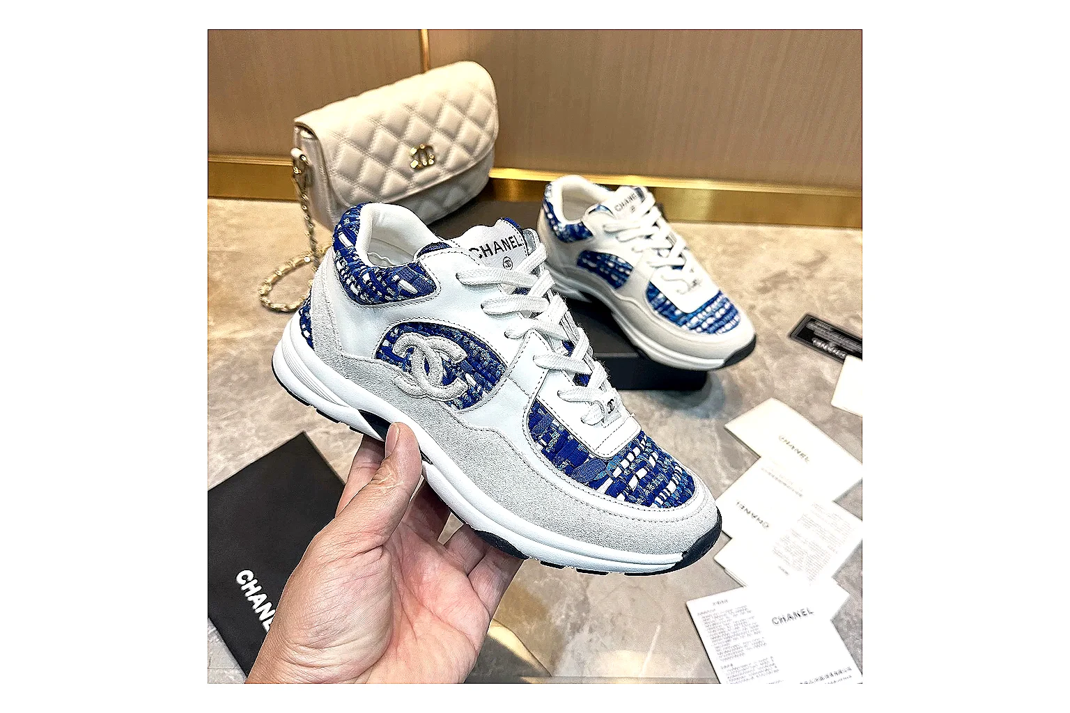 Chanel Logo Runner Black White 2984 QC side top heel outsole images