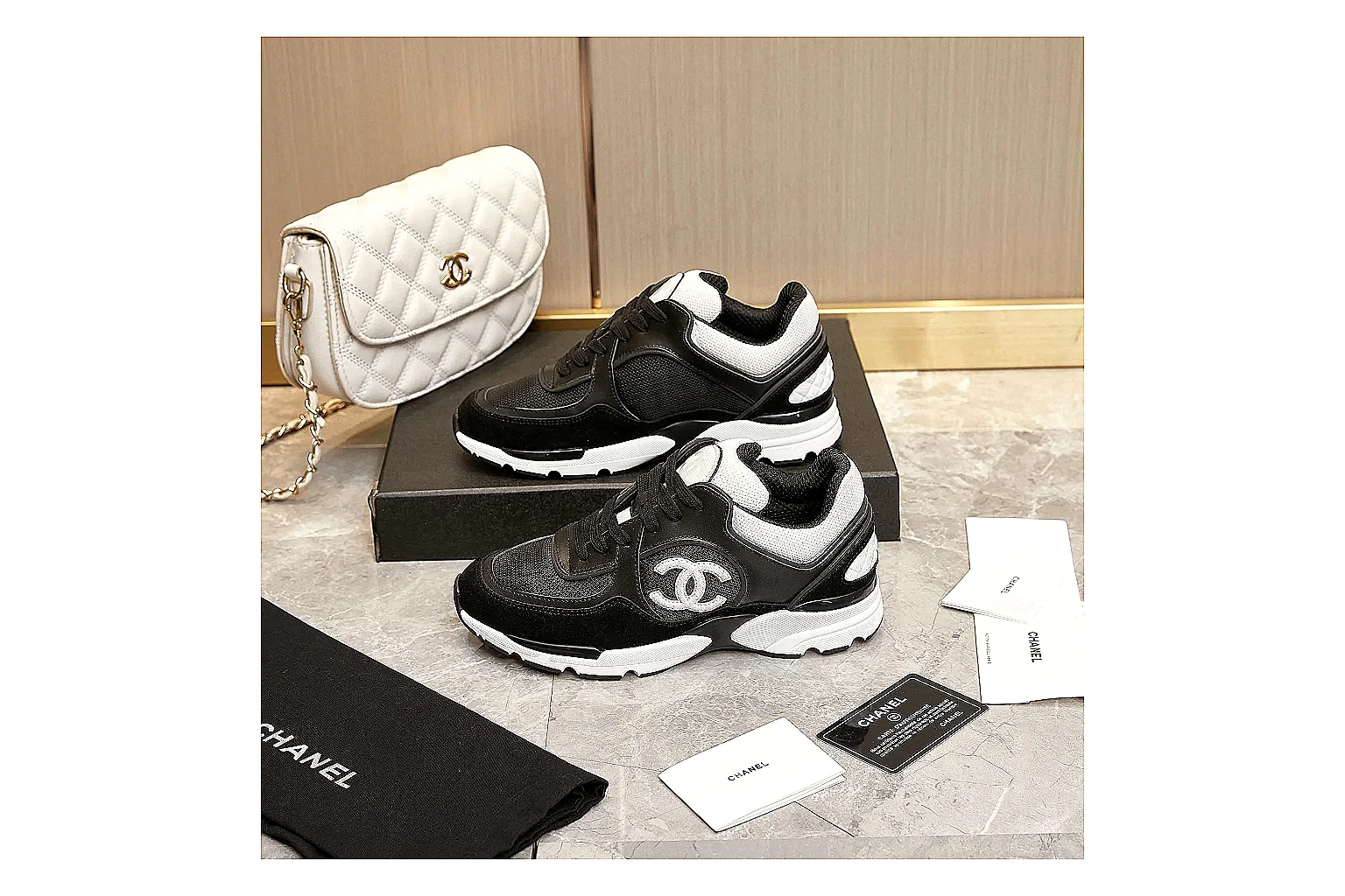 Chanel Logo Runner Black White 3630 QC side top heel outsole images thumbnail 3