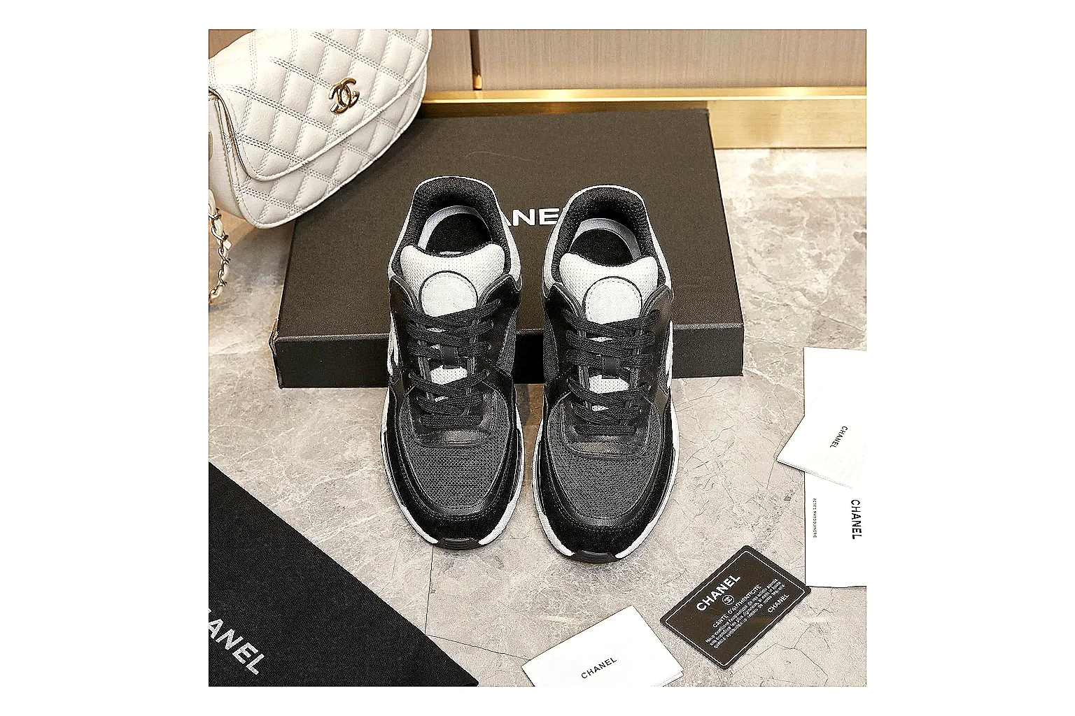 Chanel Logo Runner Black White 3630 QC side top heel outsole images thumbnail 4