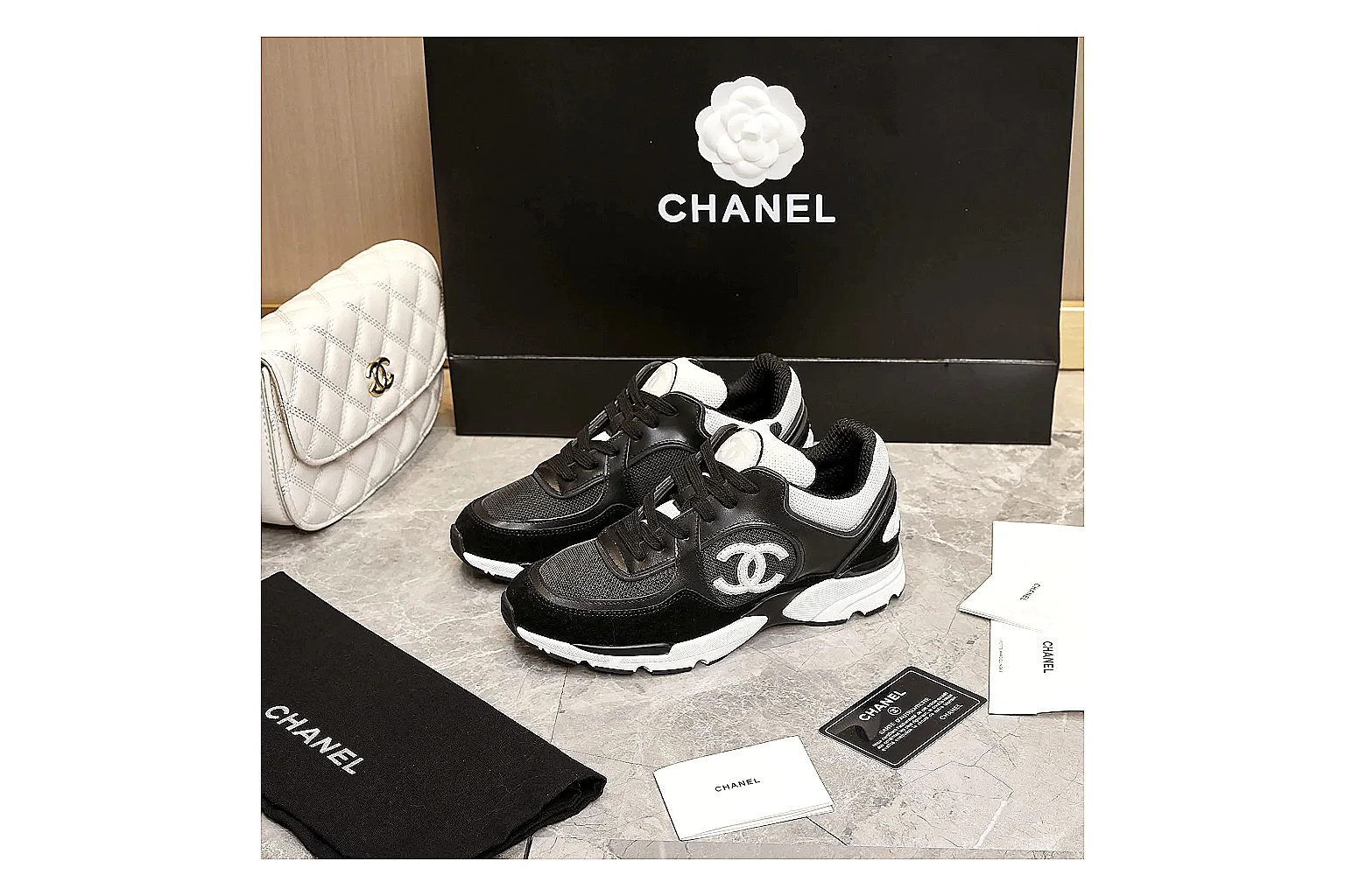 Chanel Logo Runner Black White 3630 QC side top heel outsole images thumbnail 5