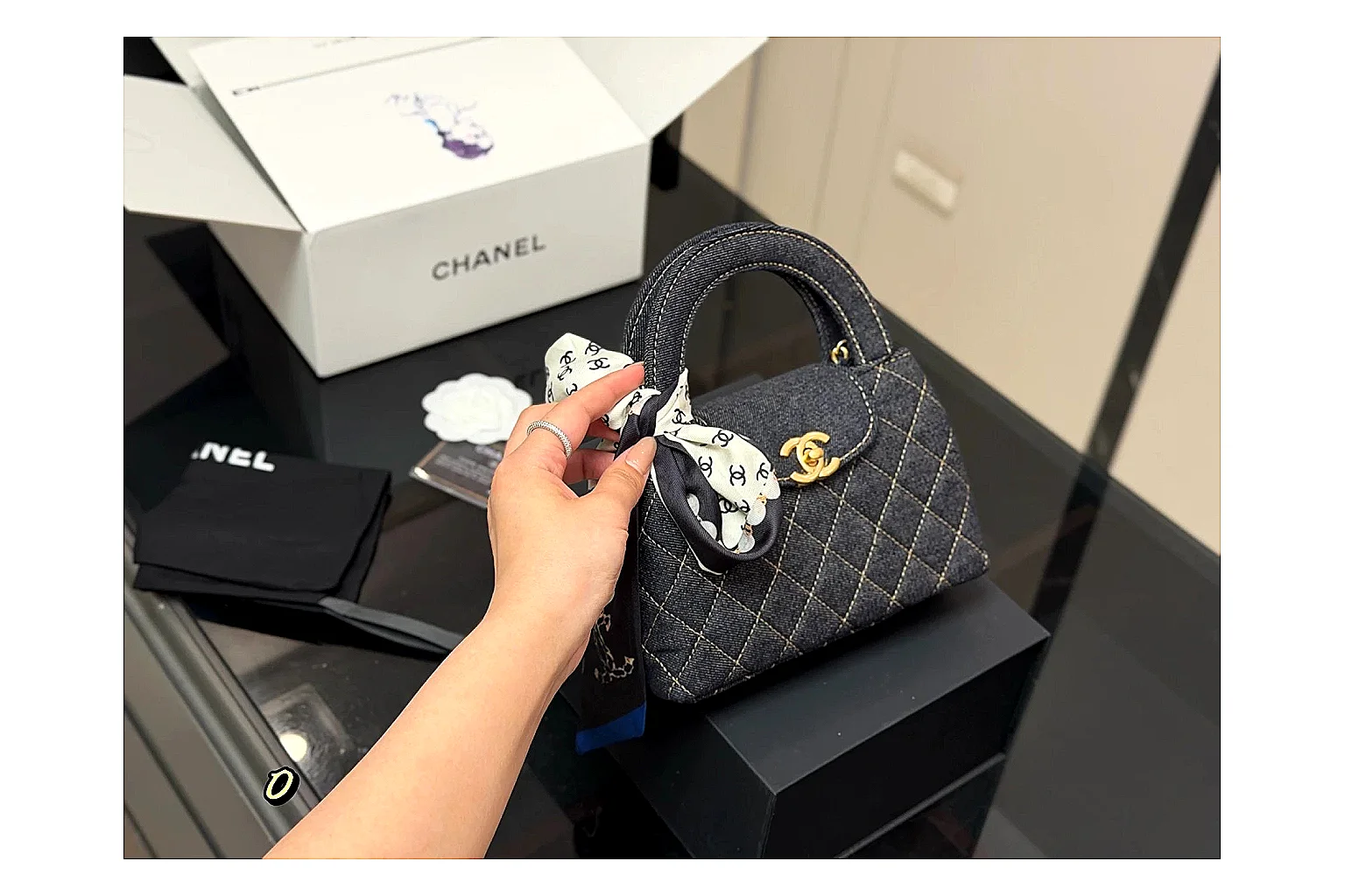 Chanel Quilted Chain Bag Black QC reference photo showing black quilted leather body, chain strap, flap profile, and polished luxury hardware thumbnail 5