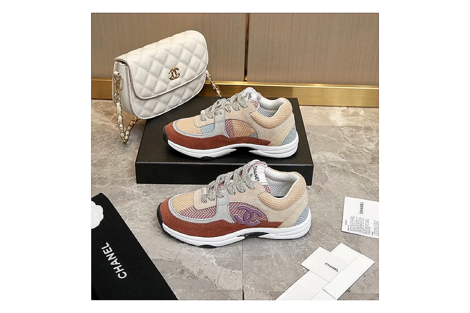 kakoqclab.com Chanel Retro Runner Beige Pink QC photo checklist six-photo gallery
