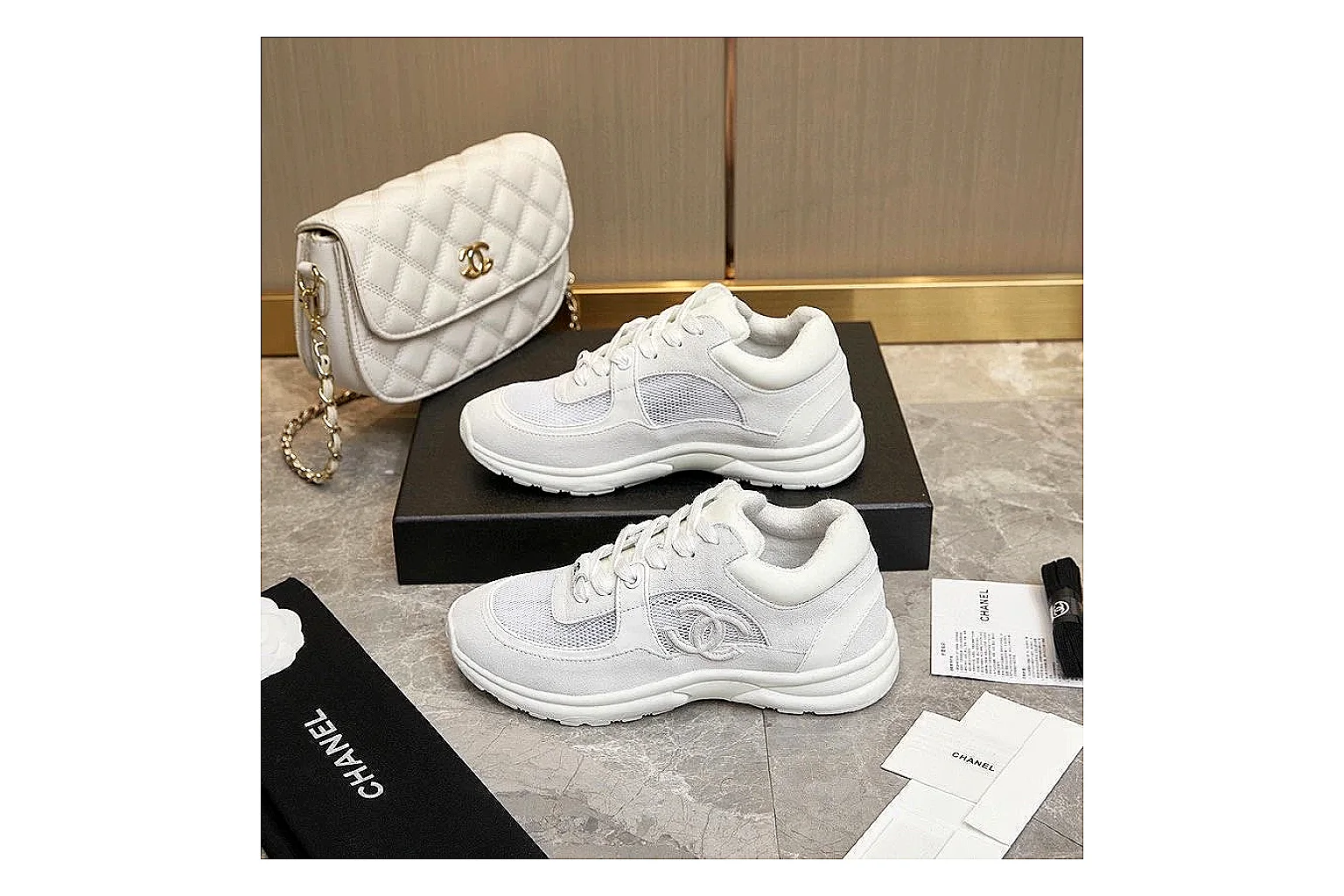 Kako QC Lab inspection photos for Chanel White Runner Sneaker