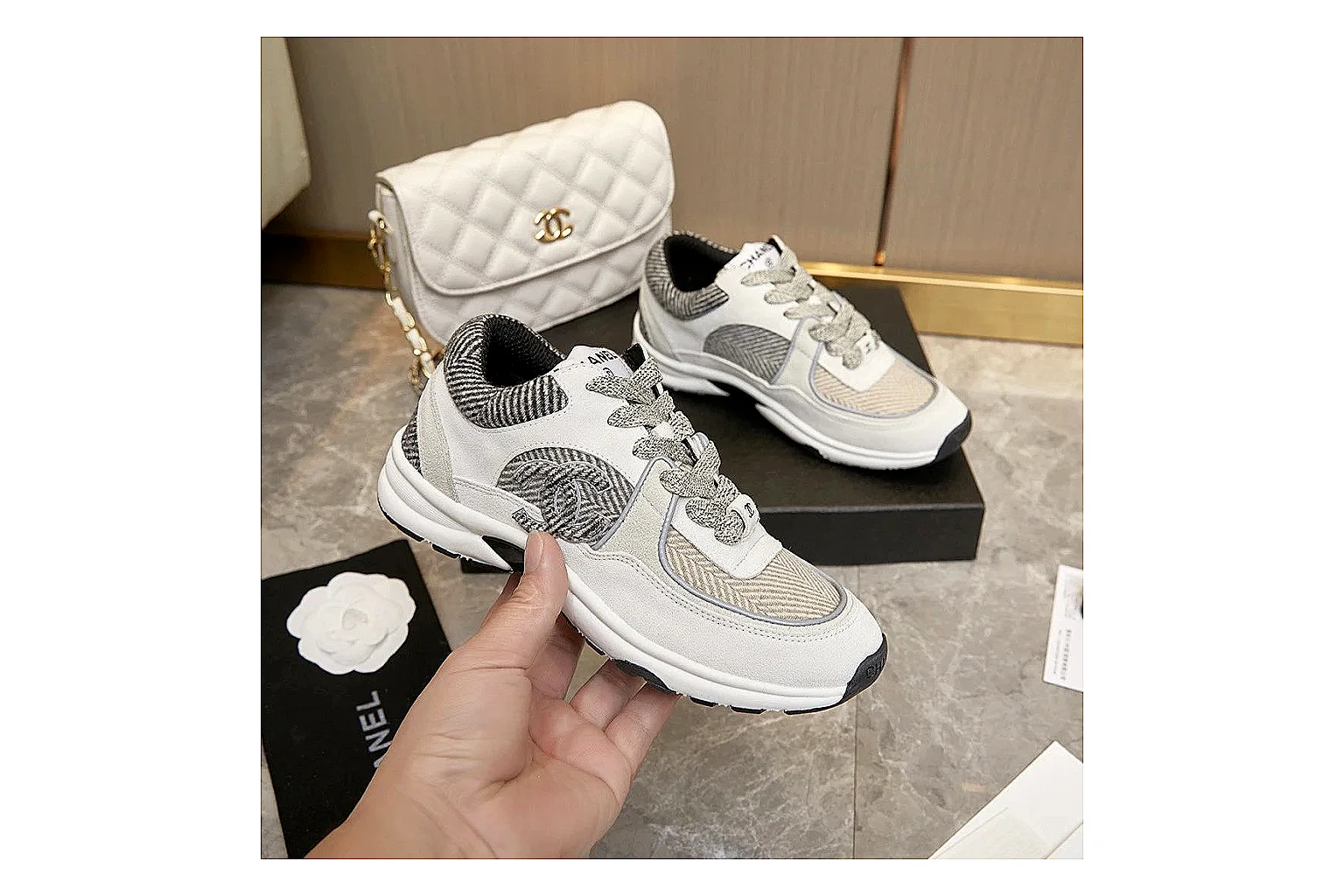 Kako QC Lab inspection photos for Chanel White Runner Sneaker thumbnail 3