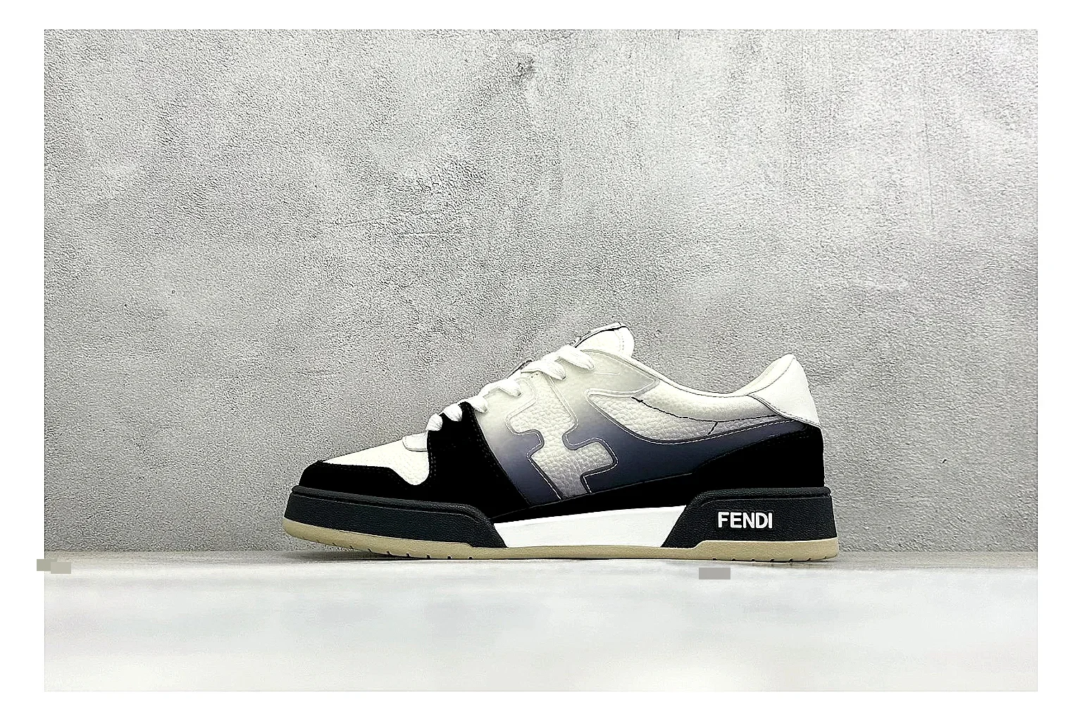Fendi Match Black White QC reference photo showing black and white low-top upper, chunky sole, clean panel blocking, and casual designer profile