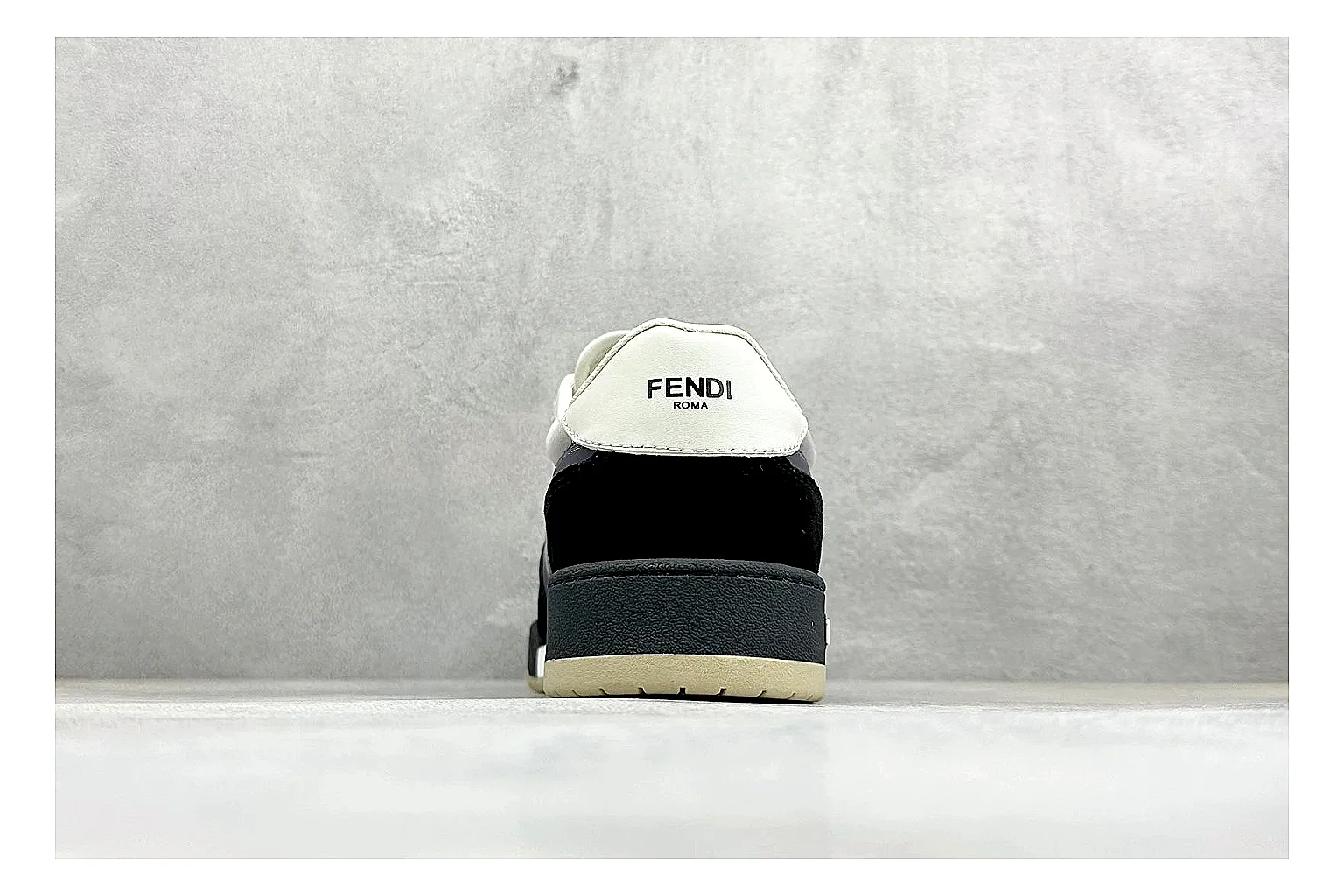 Fendi Match Black White QC reference photo showing black and white low-top upper, chunky sole, clean panel blocking, and casual designer profile