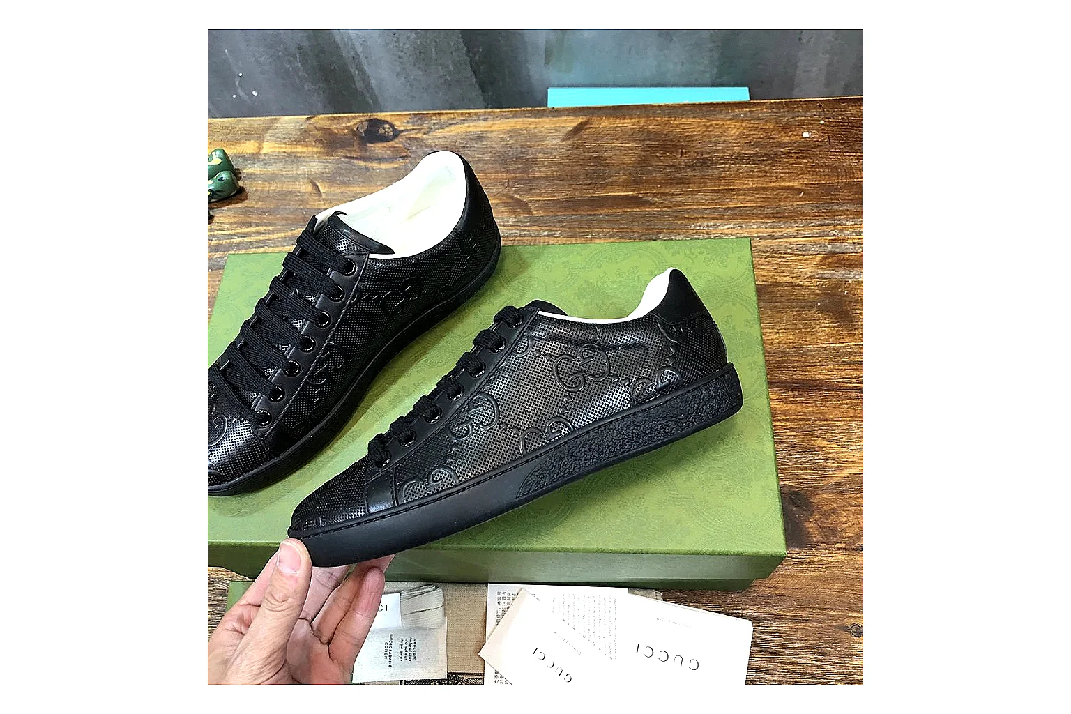 kakoqclab.com Gucci Ace Black Green Red QC photo checklist six-photo gallery