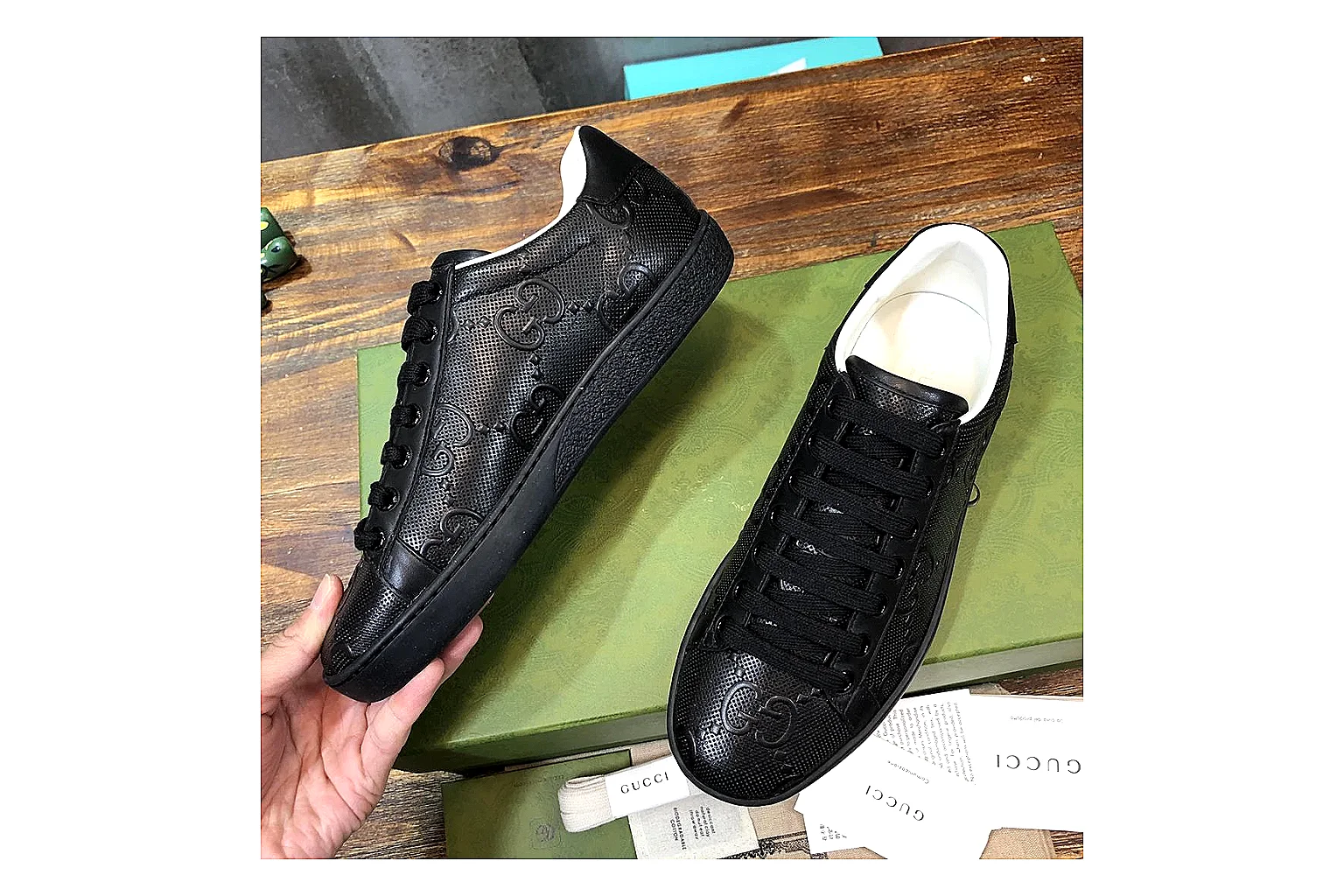 kakoqclab.com Gucci Ace Black Green Red QC photo checklist six-photo gallery thumbnail 3