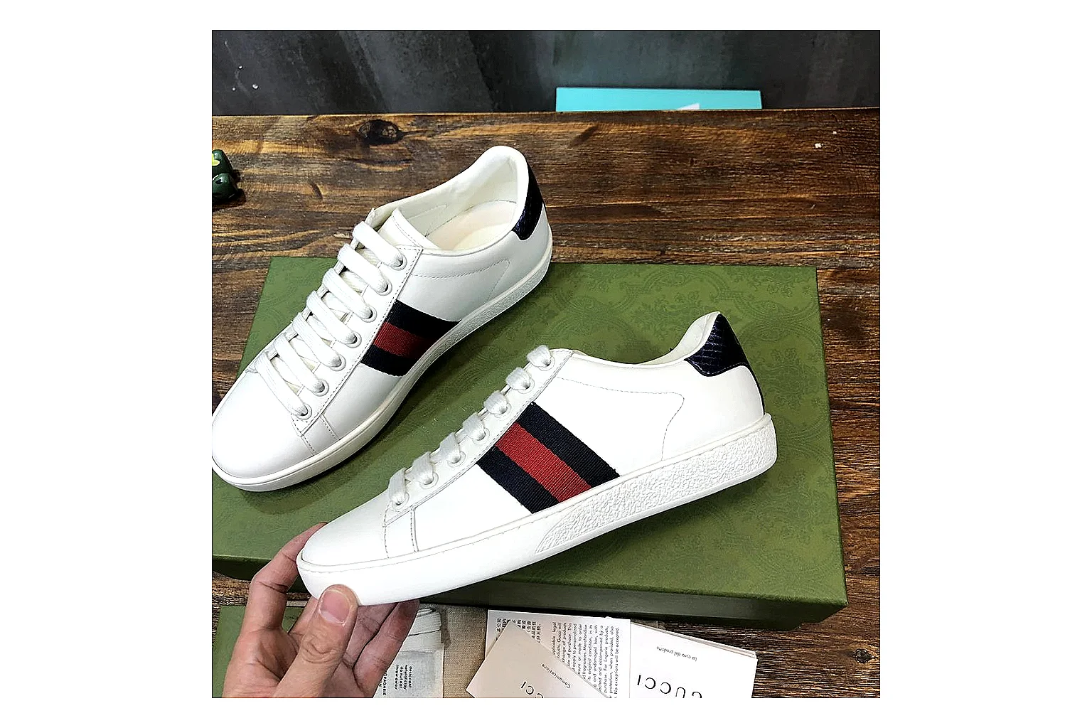kakoqclab.com Gucci Ace White Green Red QC photo checklist six-photo gallery