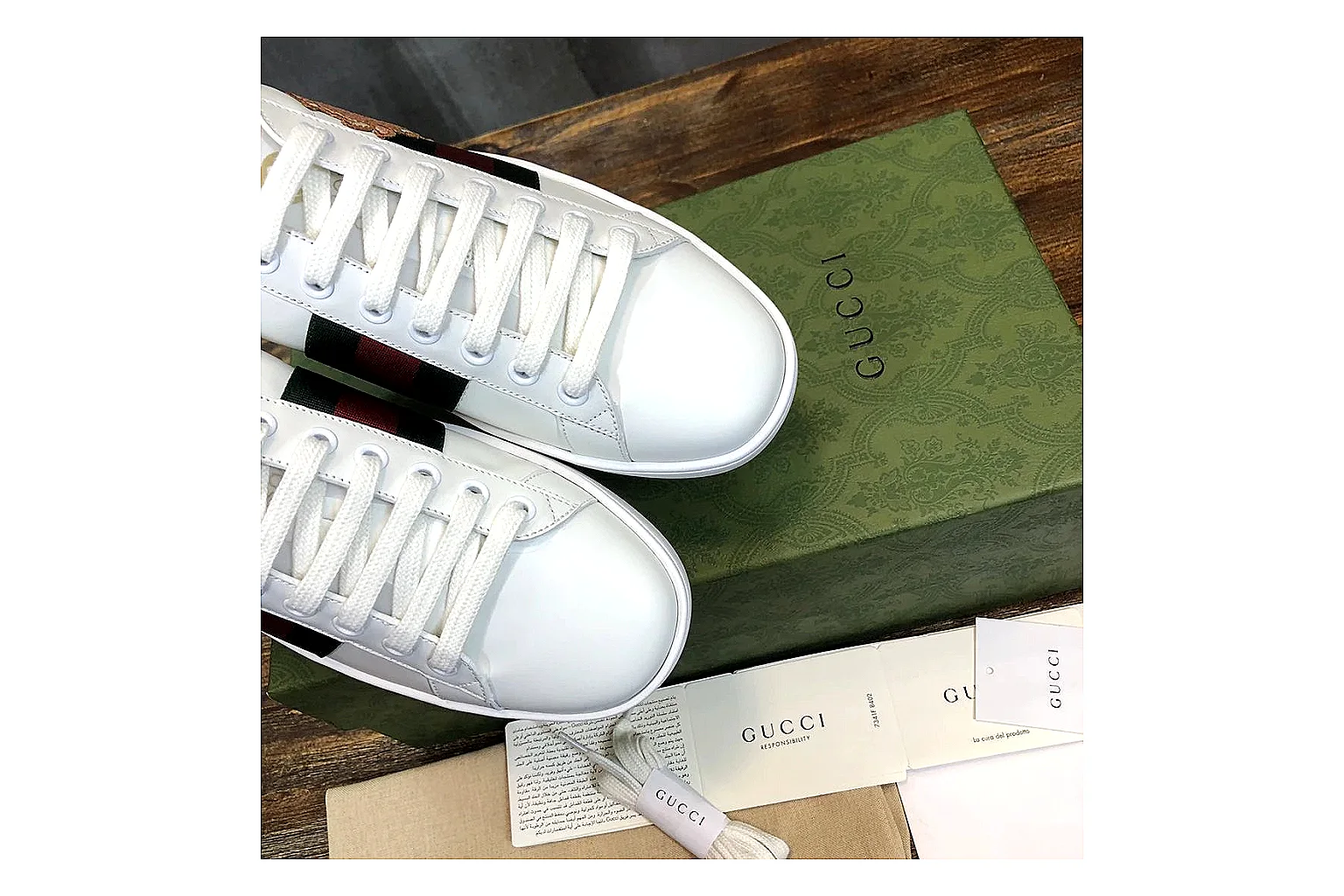 kakoqclab.com Gucci Ace White Green Red QC photo checklist six-photo gallery thumbnail 4