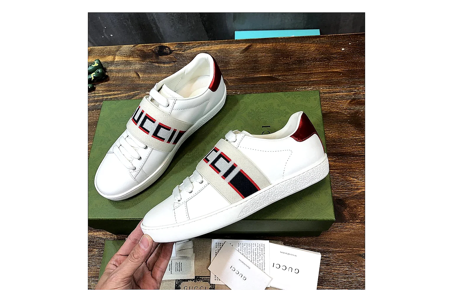kakoqclab.com Gucci Ace White Red Green QC photo checklist six-photo gallery