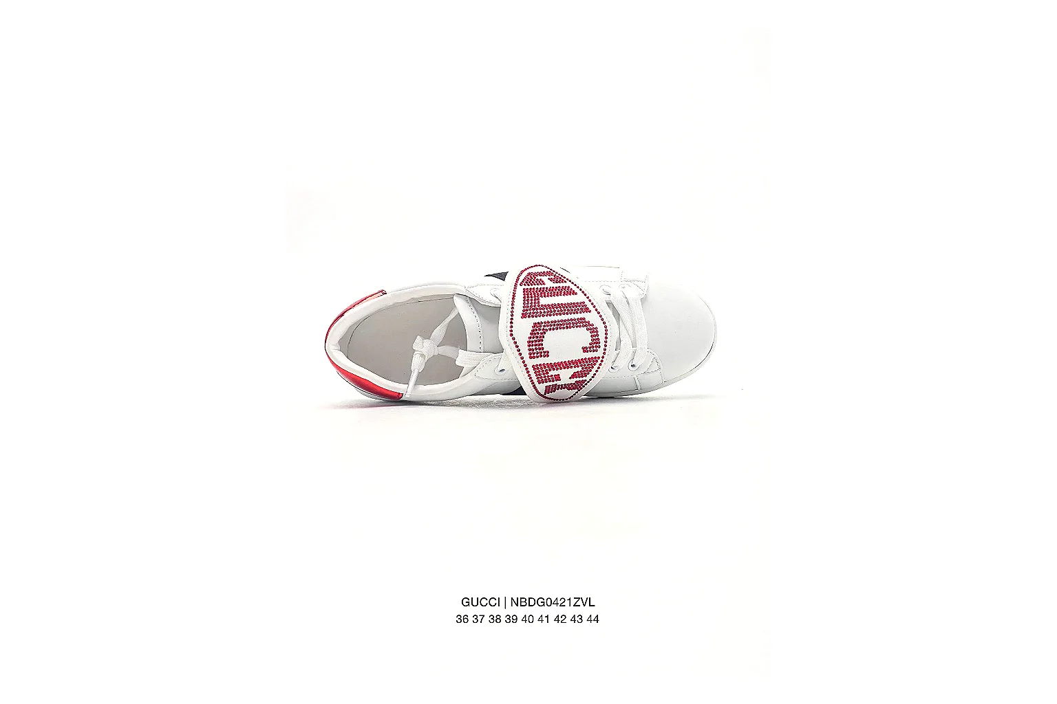 Gucci Ace White Red Green Sneaker 1291 QC angle reference with side and outsole views