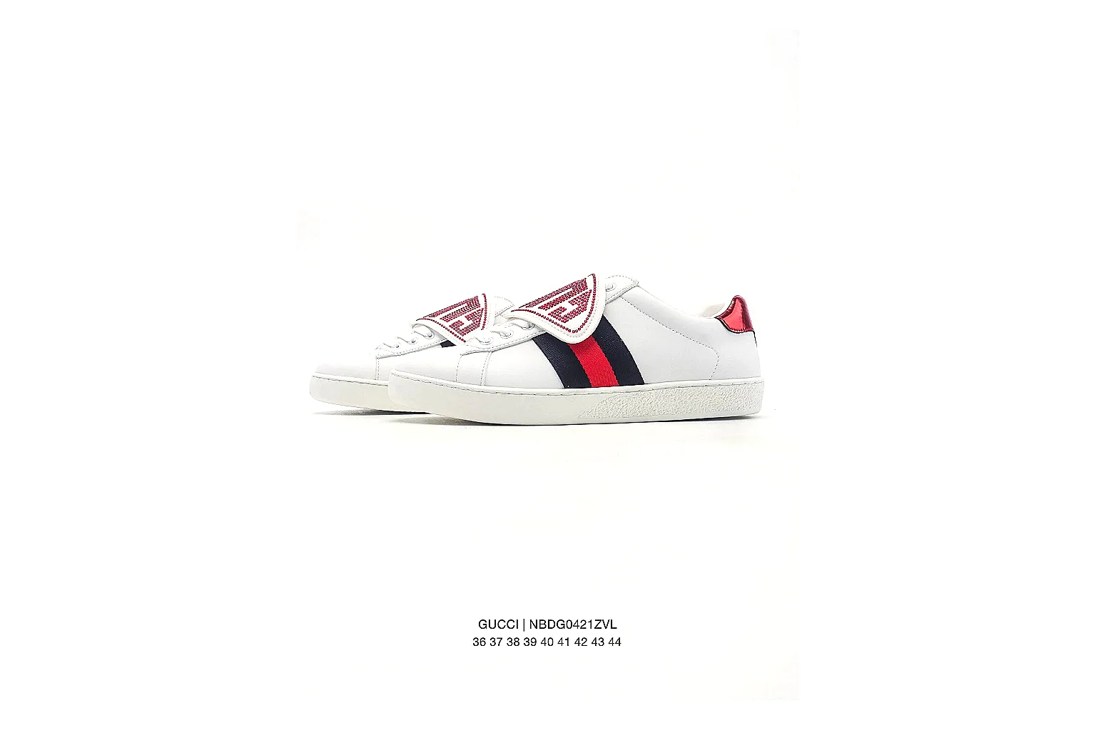 Gucci Ace White Red Green Sneaker 1291 QC angle reference with side and outsole views thumbnail 5