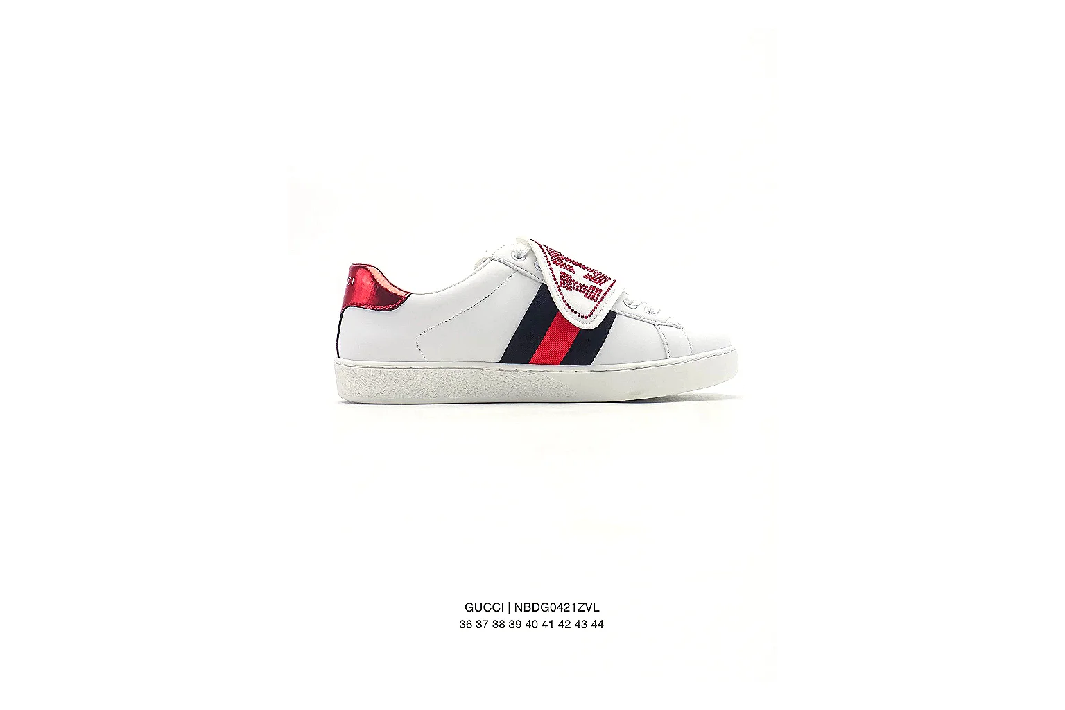 Gucci Ace White Red Green Sneaker 1291 QC angle reference with side and outsole views thumbnail 6