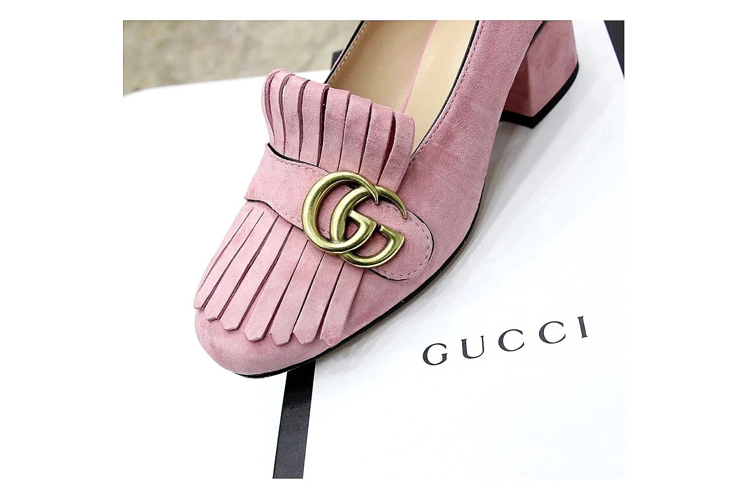 kakoqclab.com Gucci Logo Loafer Pink QC photo checklist six-photo gallery thumbnail 3