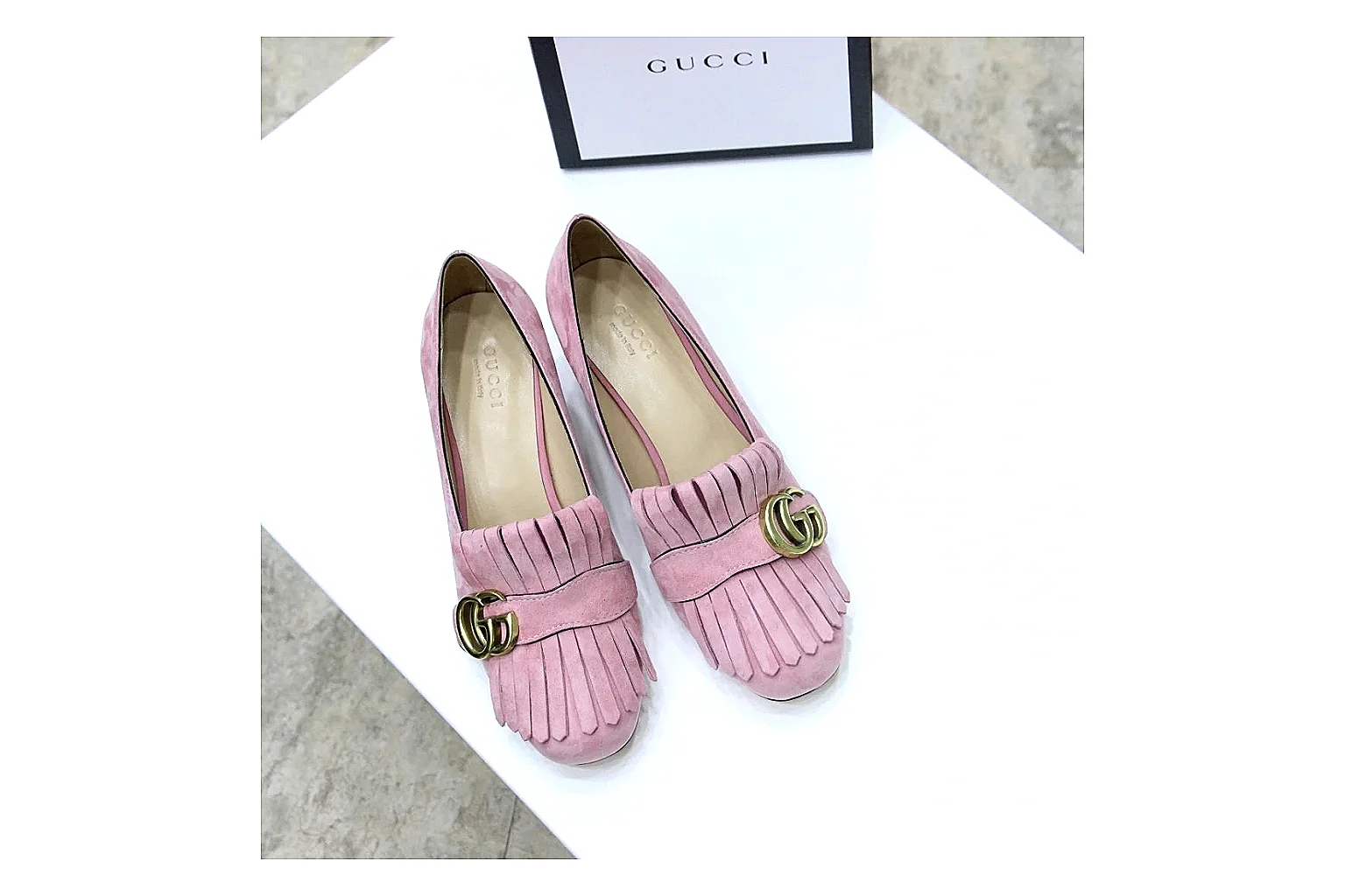 kakoqclab.com Gucci Logo Loafer Pink QC photo checklist six-photo gallery thumbnail 5