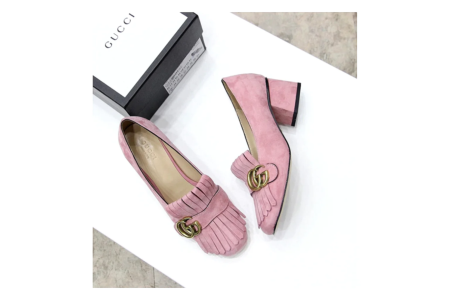 kakoqclab.com Gucci Logo Loafer Pink QC photo checklist six-photo gallery thumbnail 6