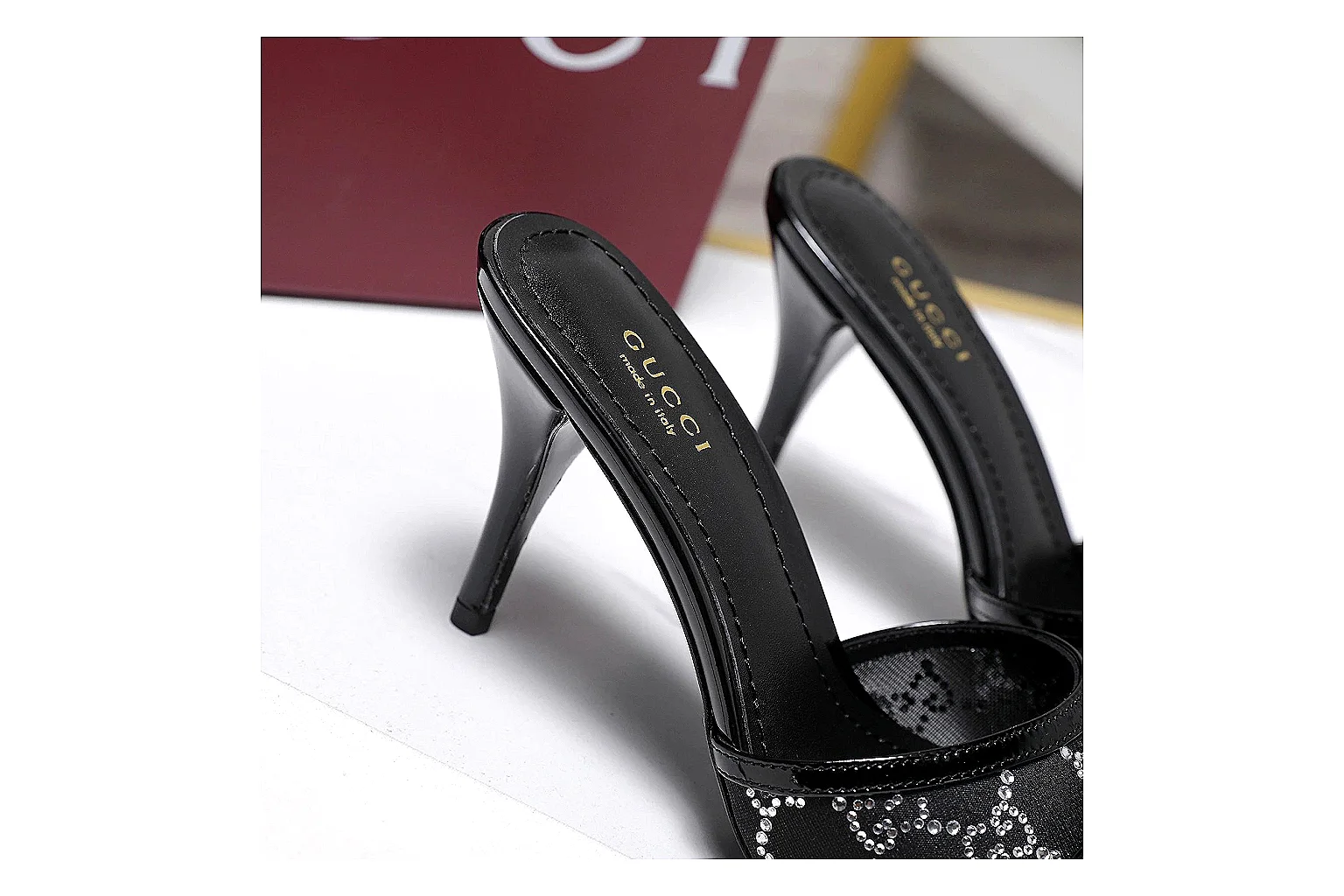kakoqclab.com Gucci Strappy Heel Black QC photo checklist six-photo gallery