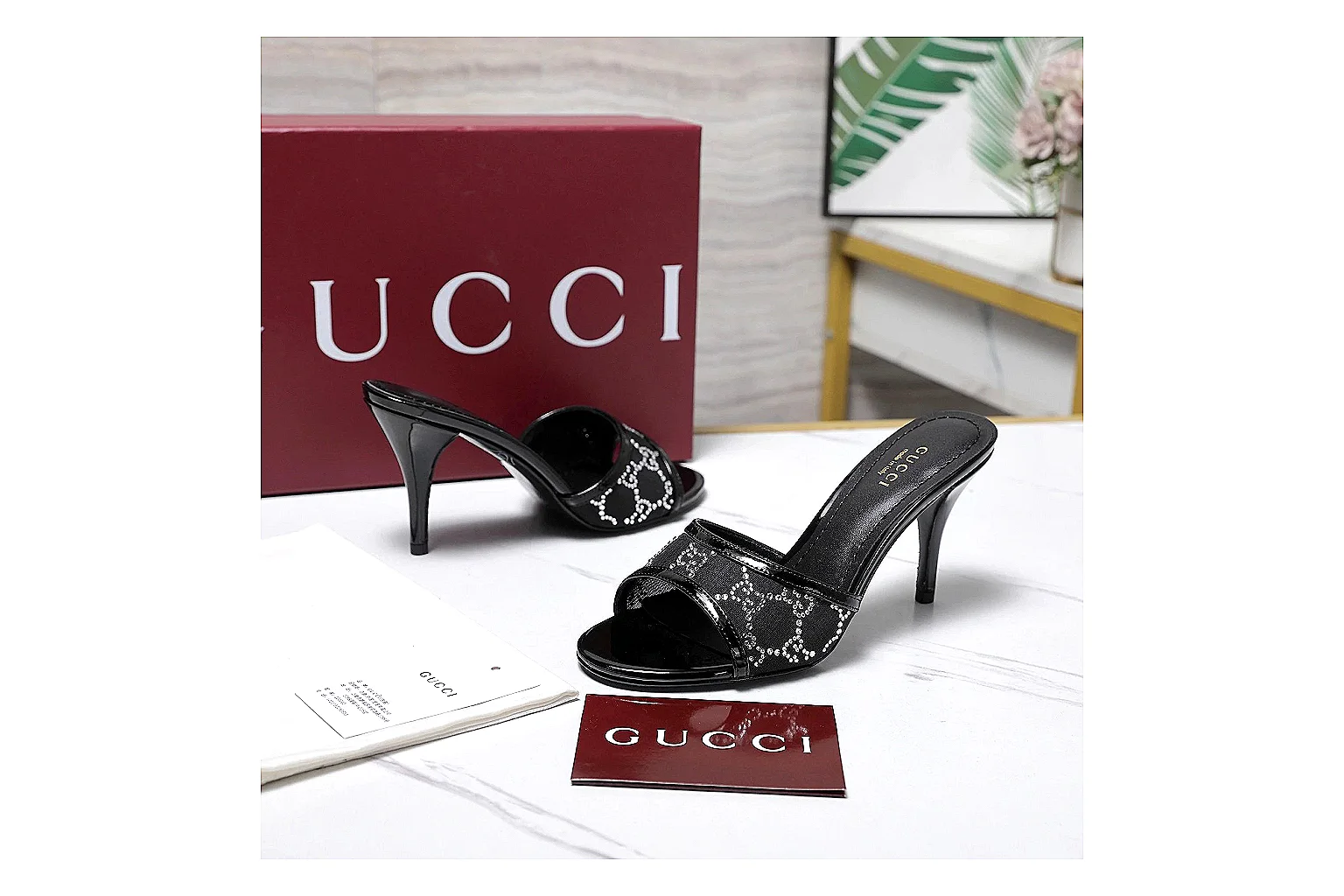 kakoqclab.com Gucci Strappy Heel Black QC photo checklist six-photo gallery thumbnail 4