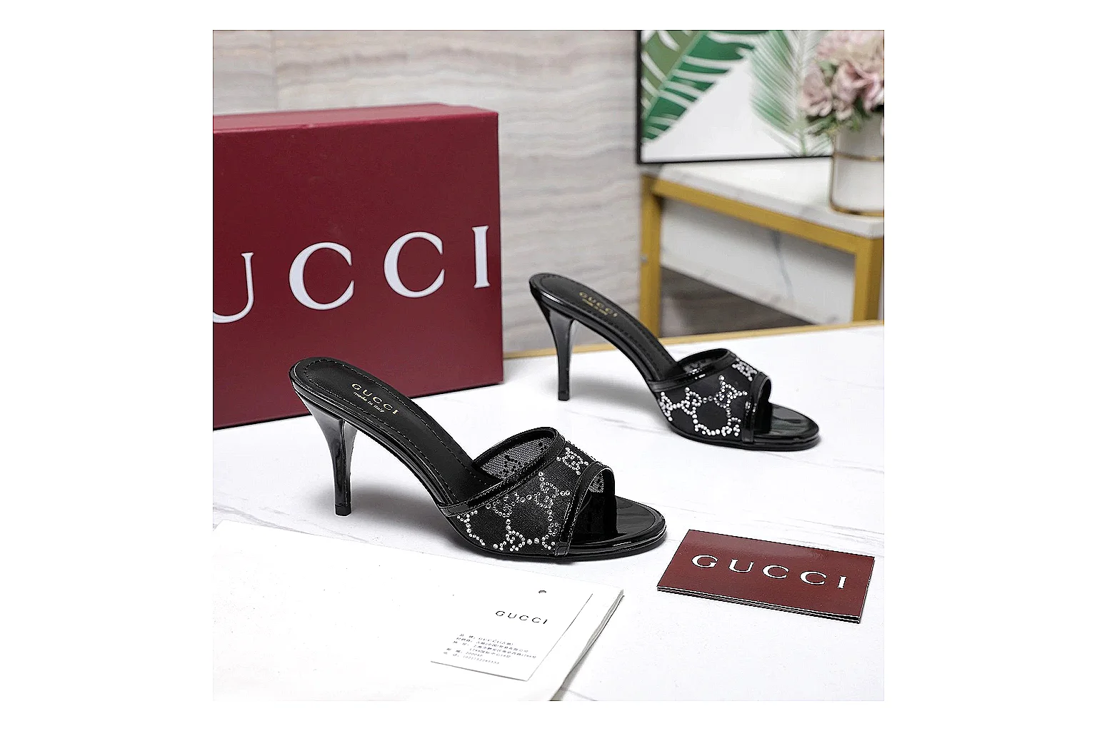 kakoqclab.com Gucci Strappy Heel Black QC photo checklist six-photo gallery thumbnail 6