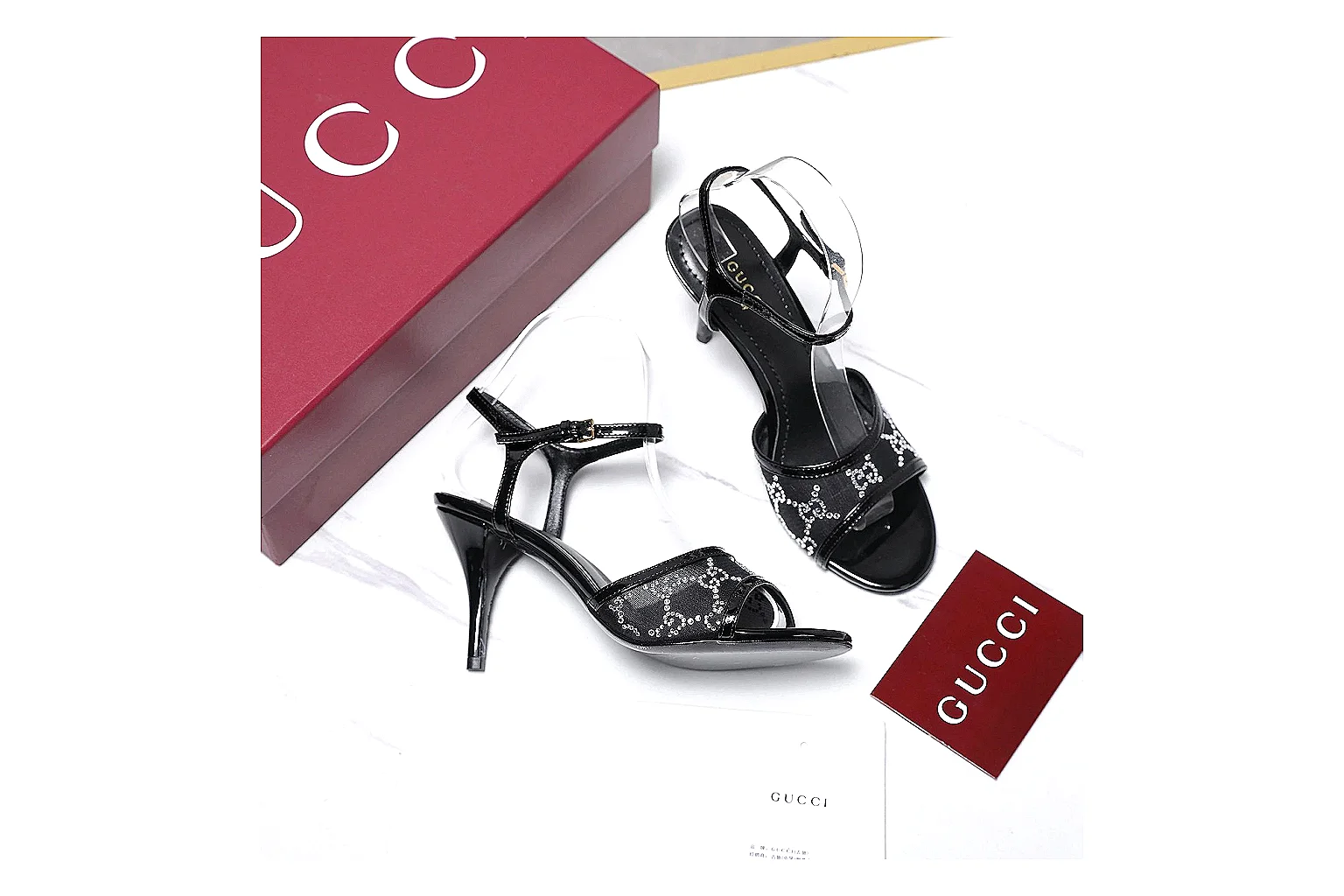 kakoqclab.com Gucci Strappy Heel Black QC photo checklist six-photo gallery