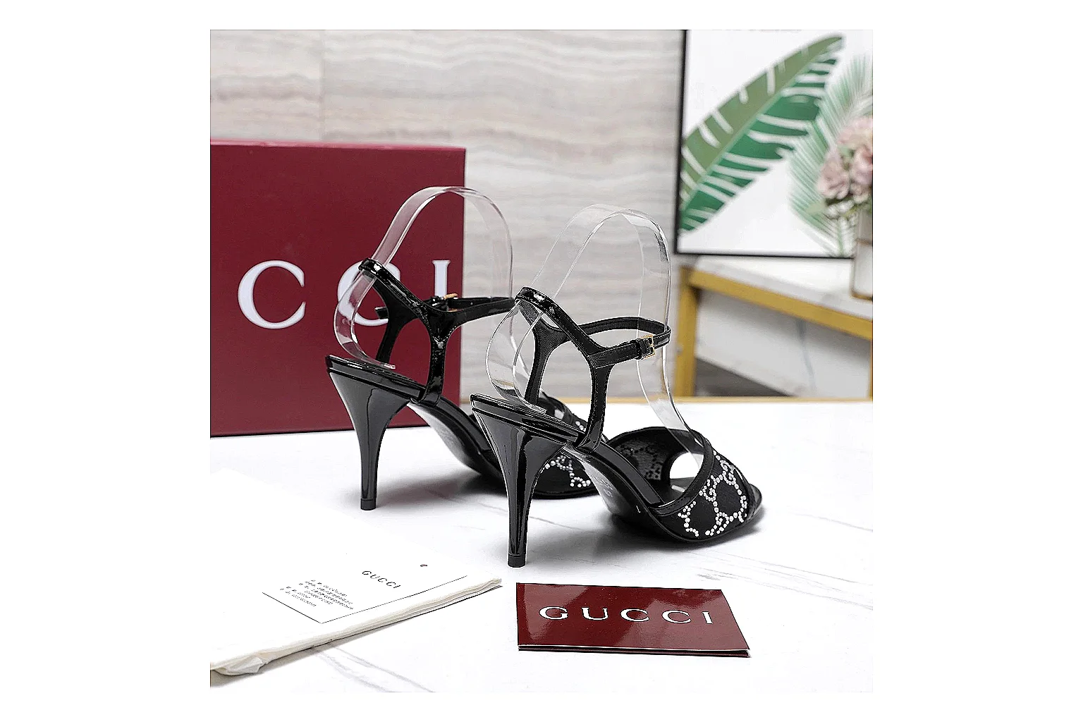 kakoqclab.com Gucci Strappy Heel Black QC photo checklist six-photo gallery thumbnail 3