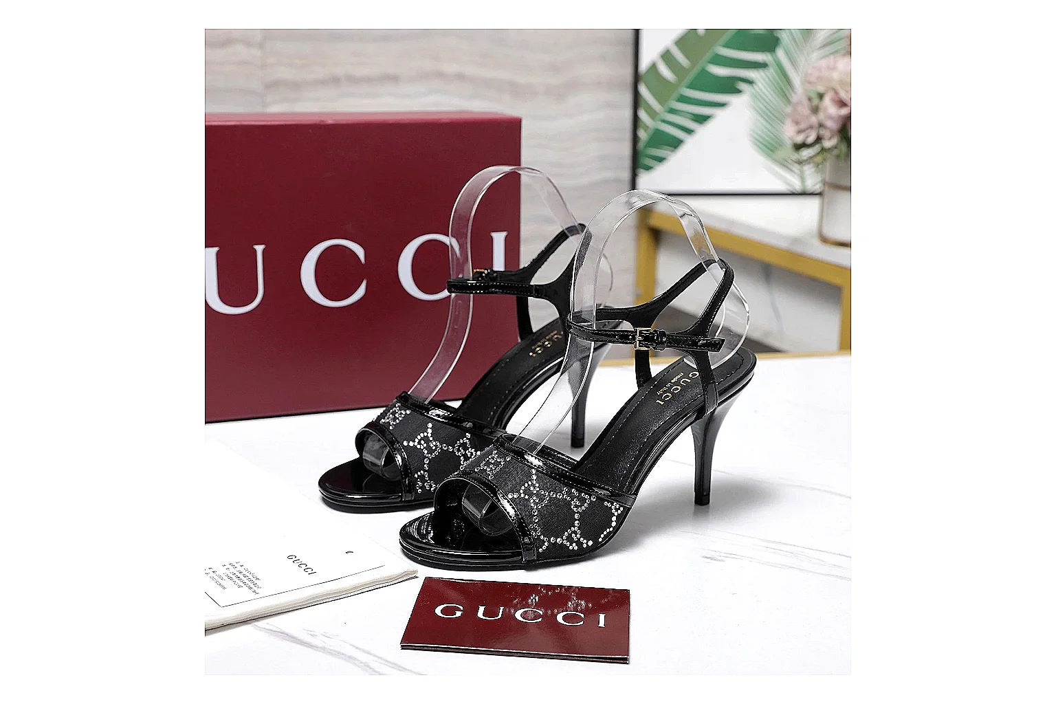 kakoqclab.com Gucci Strappy Heel Black QC photo checklist six-photo gallery thumbnail 5