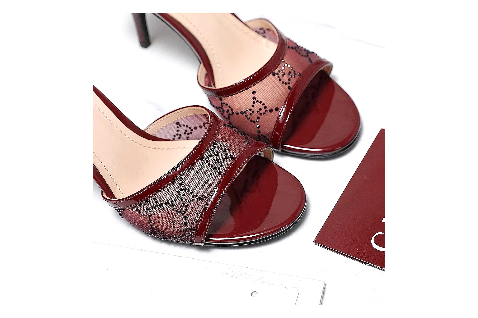 kakoqclab.com Gucci Strappy Heel Burgundy QC photo checklist six-photo gallery thumbnail 5