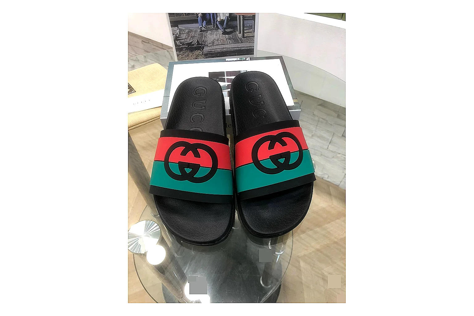 kakoqclab.com Gucci Web Slide Black Green Red QC photo checklist six-photo gallery thumbnail 2